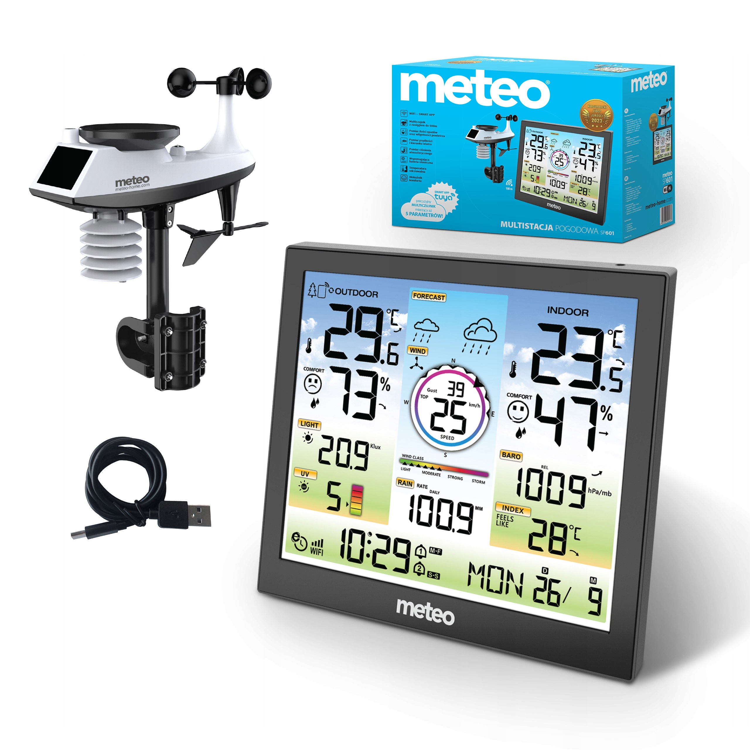 Stacja Pogodowa POGODY Bezprzewodowa METEO Higrometr Barometr WIFI SP601