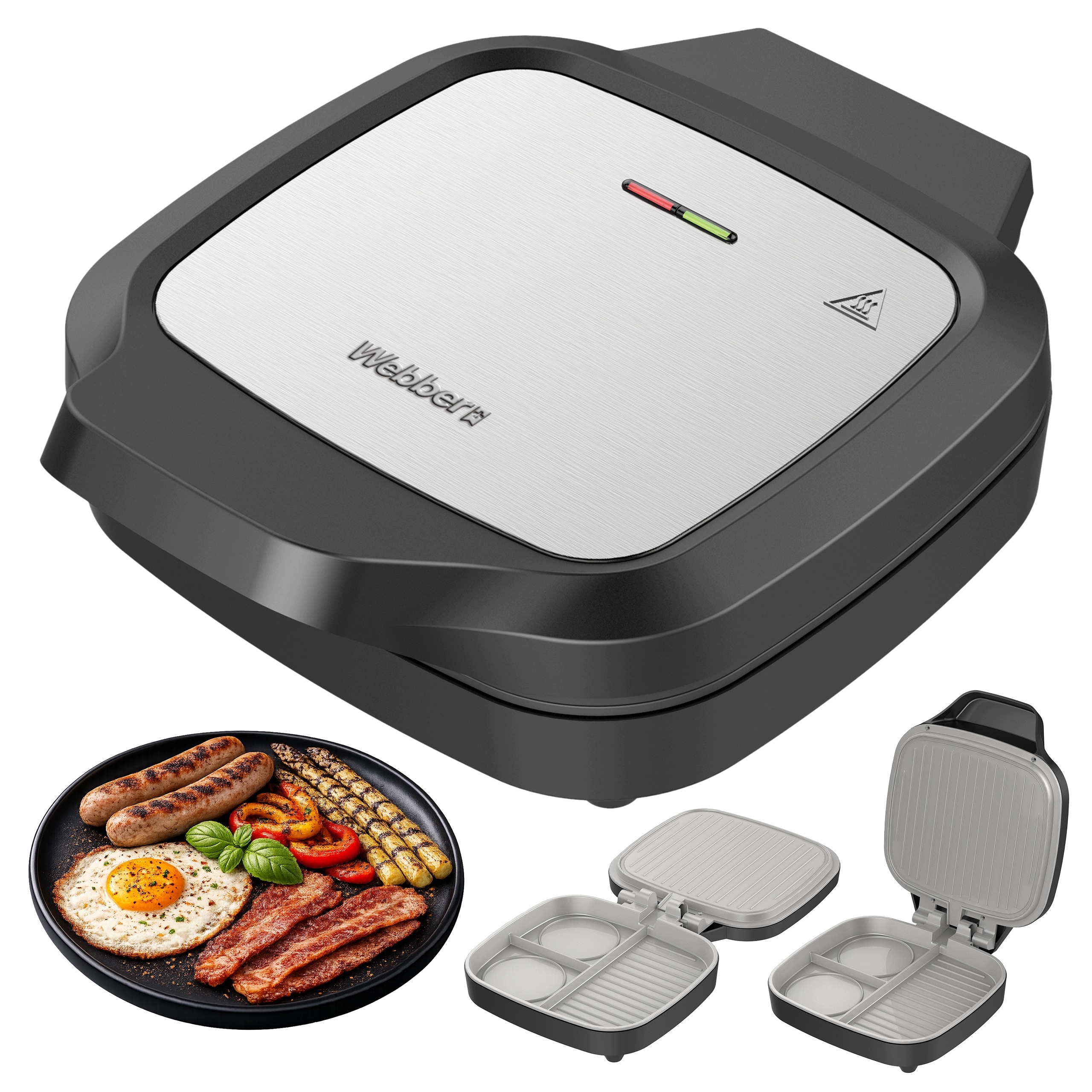 Opiekacz Wielofunkcyjny Grill Toster 1200W Dual Cook 180 Ceramiczny Inox