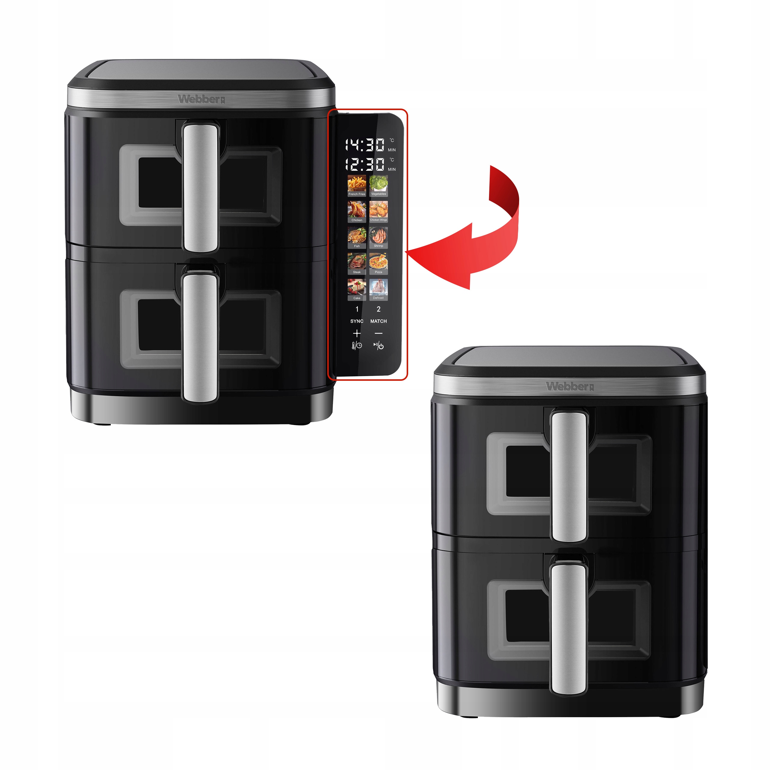 Frytkownica Podwójna Pionowa Beztłuszczowa Air Fryer 2800W 11l XXL