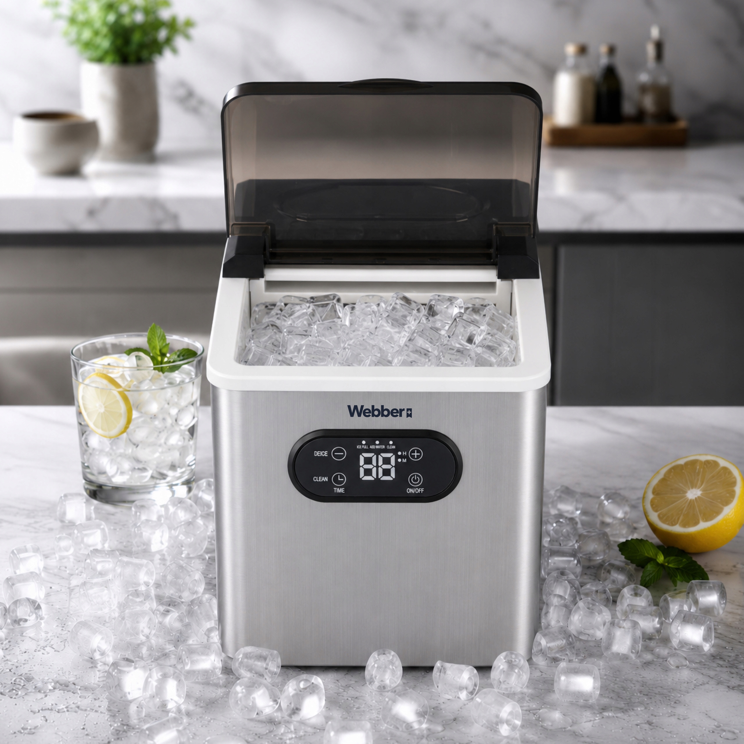Kostkarka Do Lodu Frio IM-201 25kg LCD 3 Tryby Wody Inox 24 Kostki