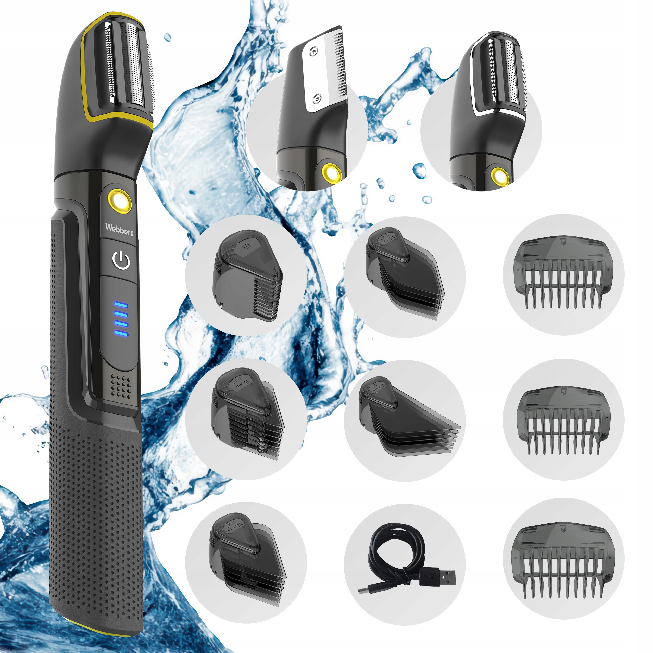 Trymer Męski BG-600 8w1 Do Włosów Brody Ciała Wet&Dry IPX7 LED PRO