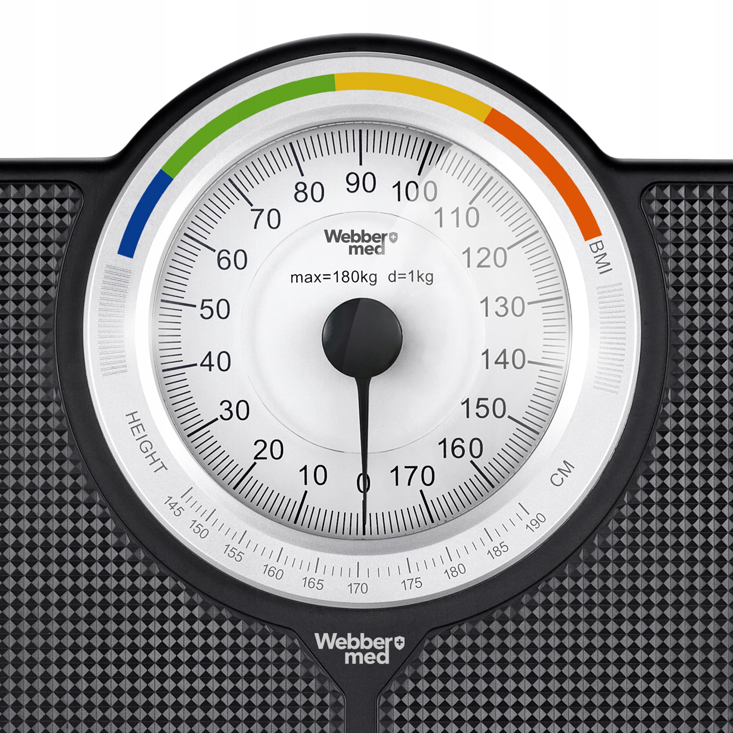 Klasyczna Waga Łazienkowa MECHANICZNA Analogowa Do 180 kg BMI - CZARNA