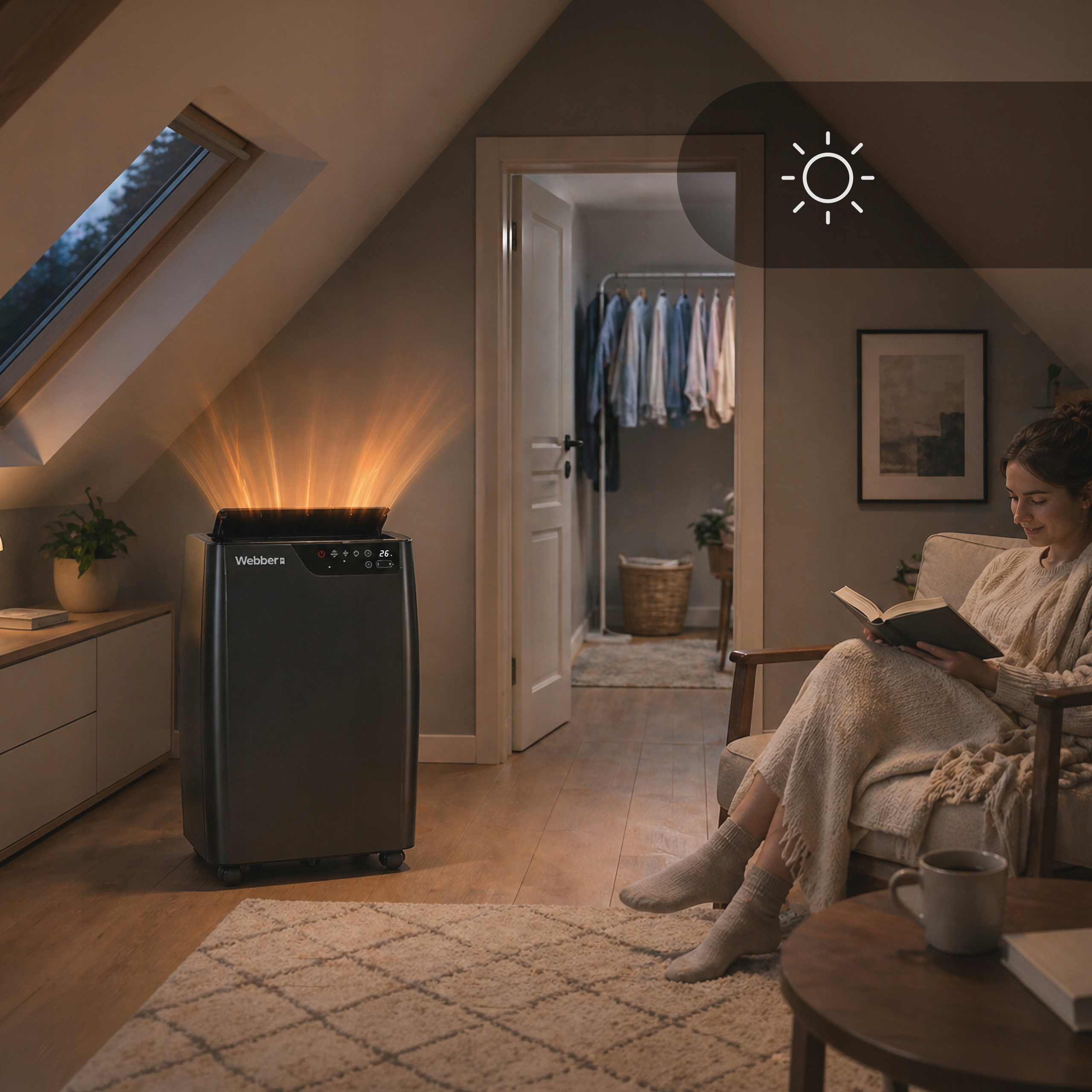 Klimatyzator Przenośny 12000BTU 4w1 WIFI Grzanie Osuszacz Pilot 49m²