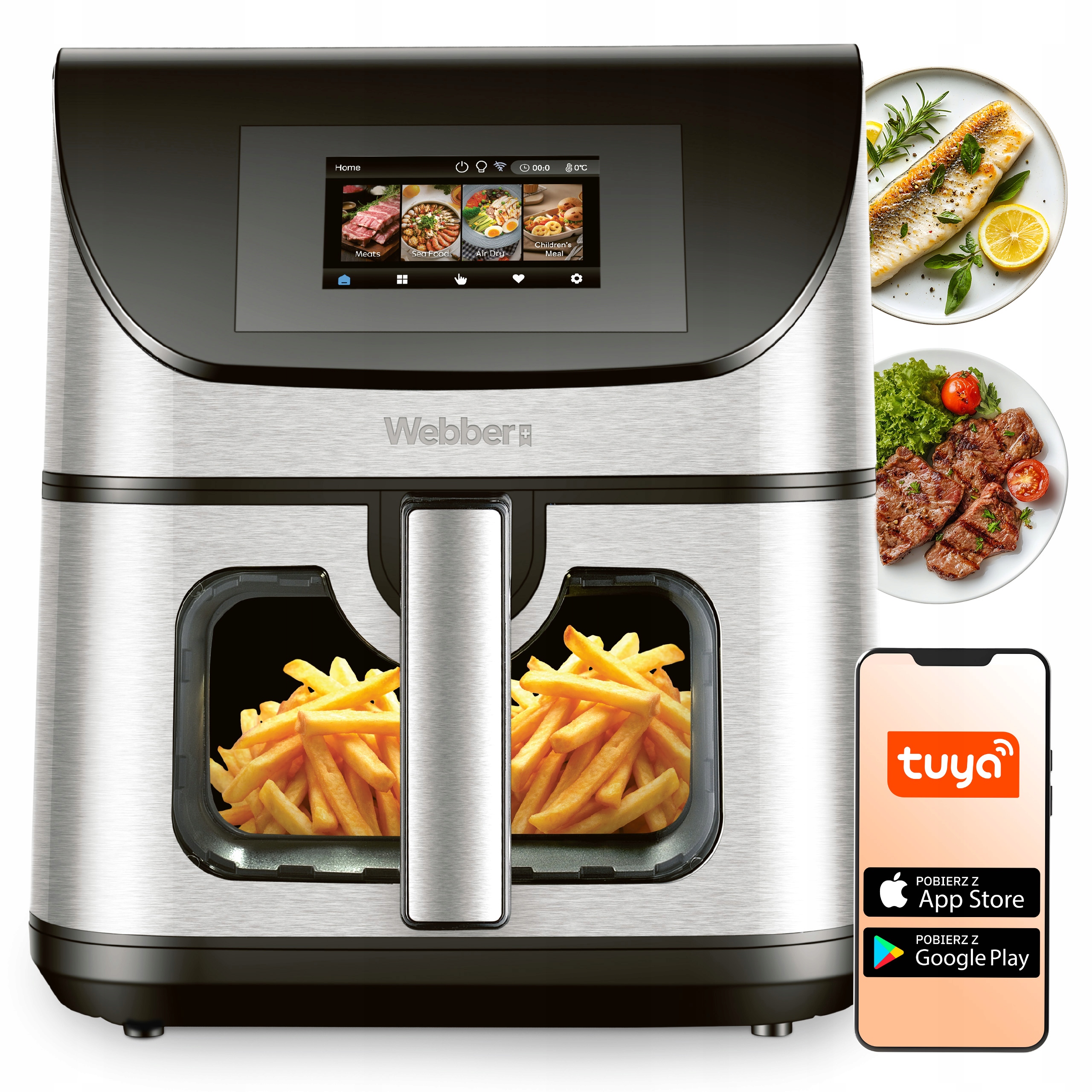 Frytkownica Beztłuszczowa Air Fryer 8l WIFI Nieprzywierająca 10 P 2200W