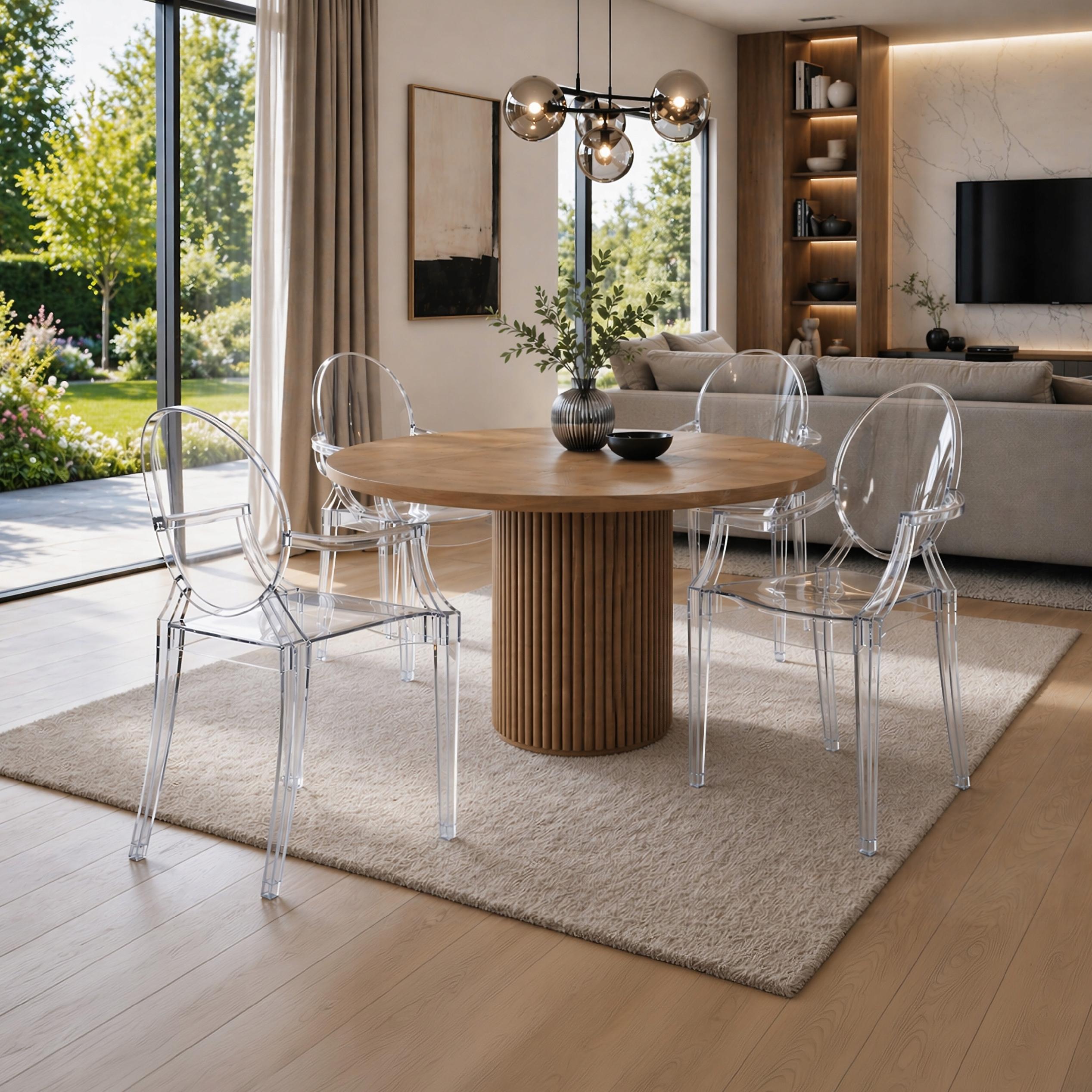 Krzesło Transparentne LOUIS Z Podłokietnikami Glamour Przezroczyste Jadalni