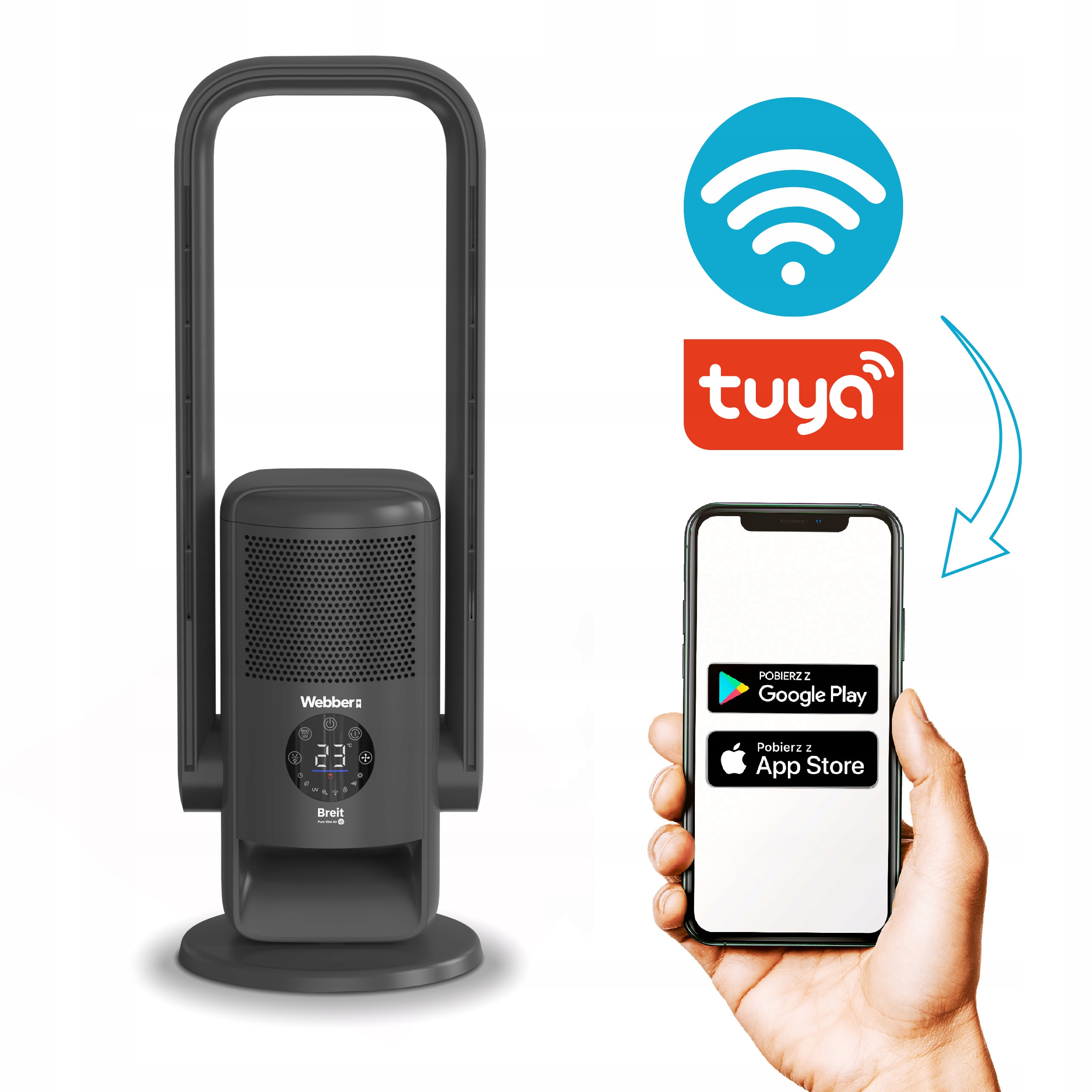 Oczyszczacz Powietrza WIFI 20m² Wentylator Termowentylator APG7800