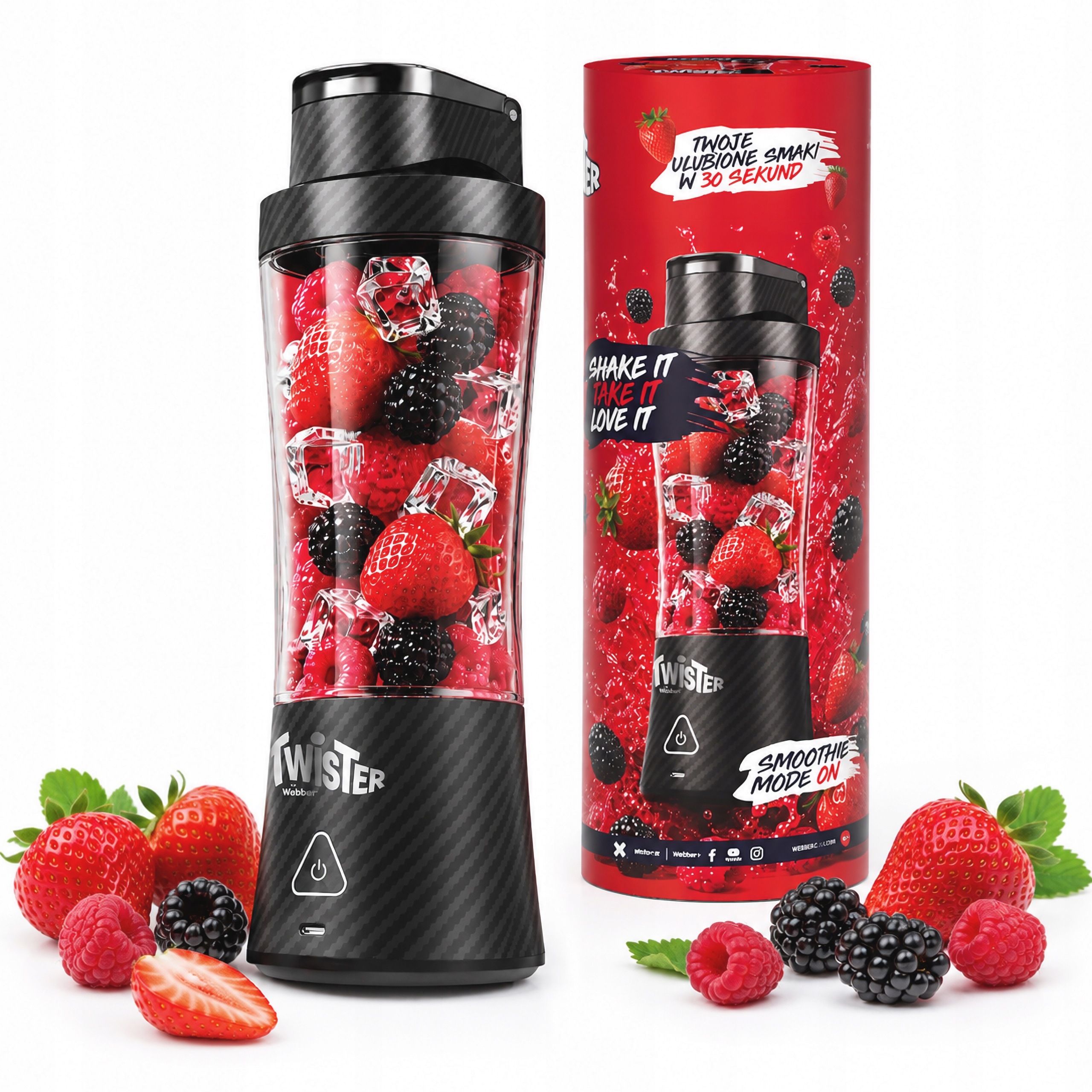 Blender Personalny Bezprzewodowy Przenośny Twister 370W 700ml USB-C
