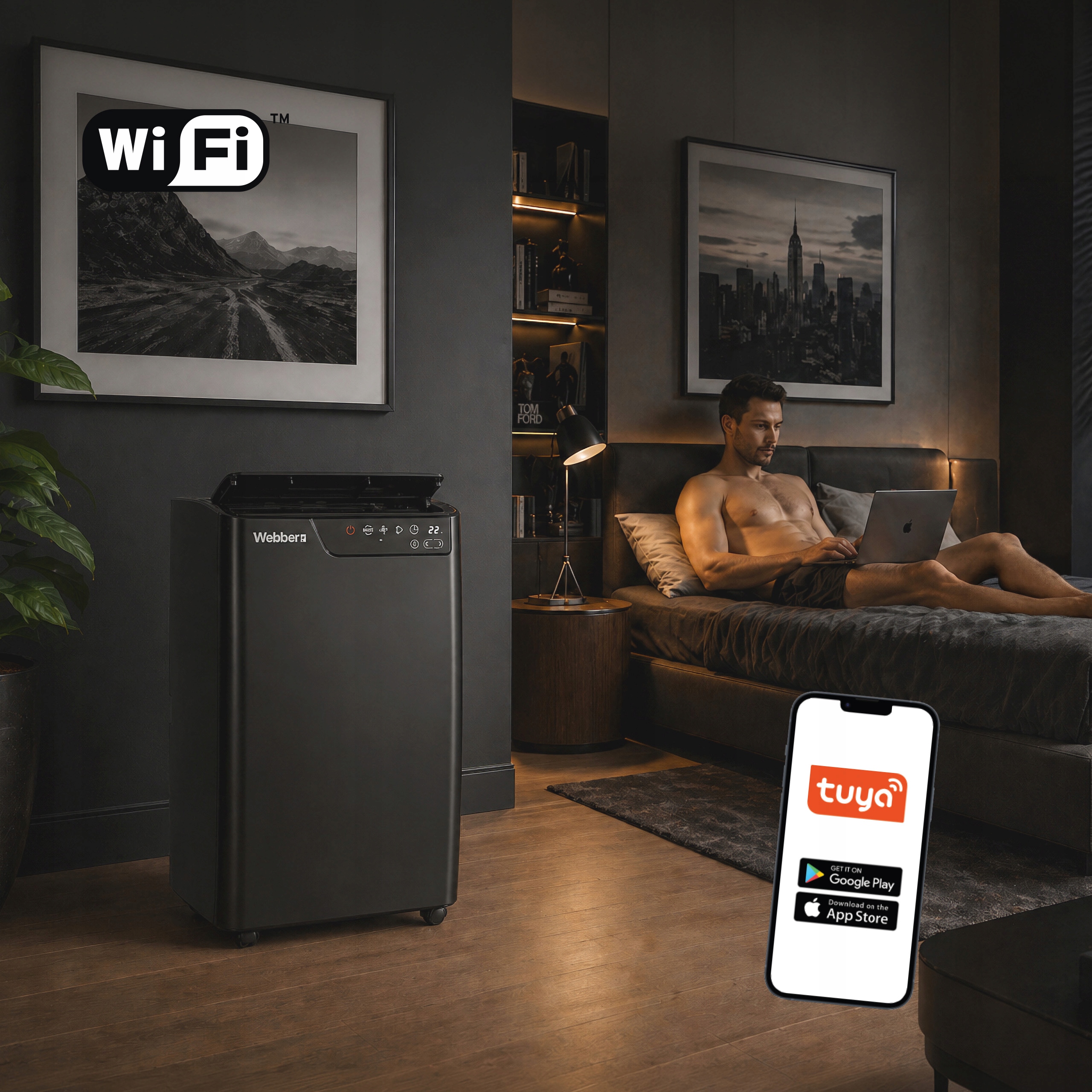Klimatyzator Przenośny 12000BTU 4w1 WIFI Grzanie Osuszacz Pilot 49m²