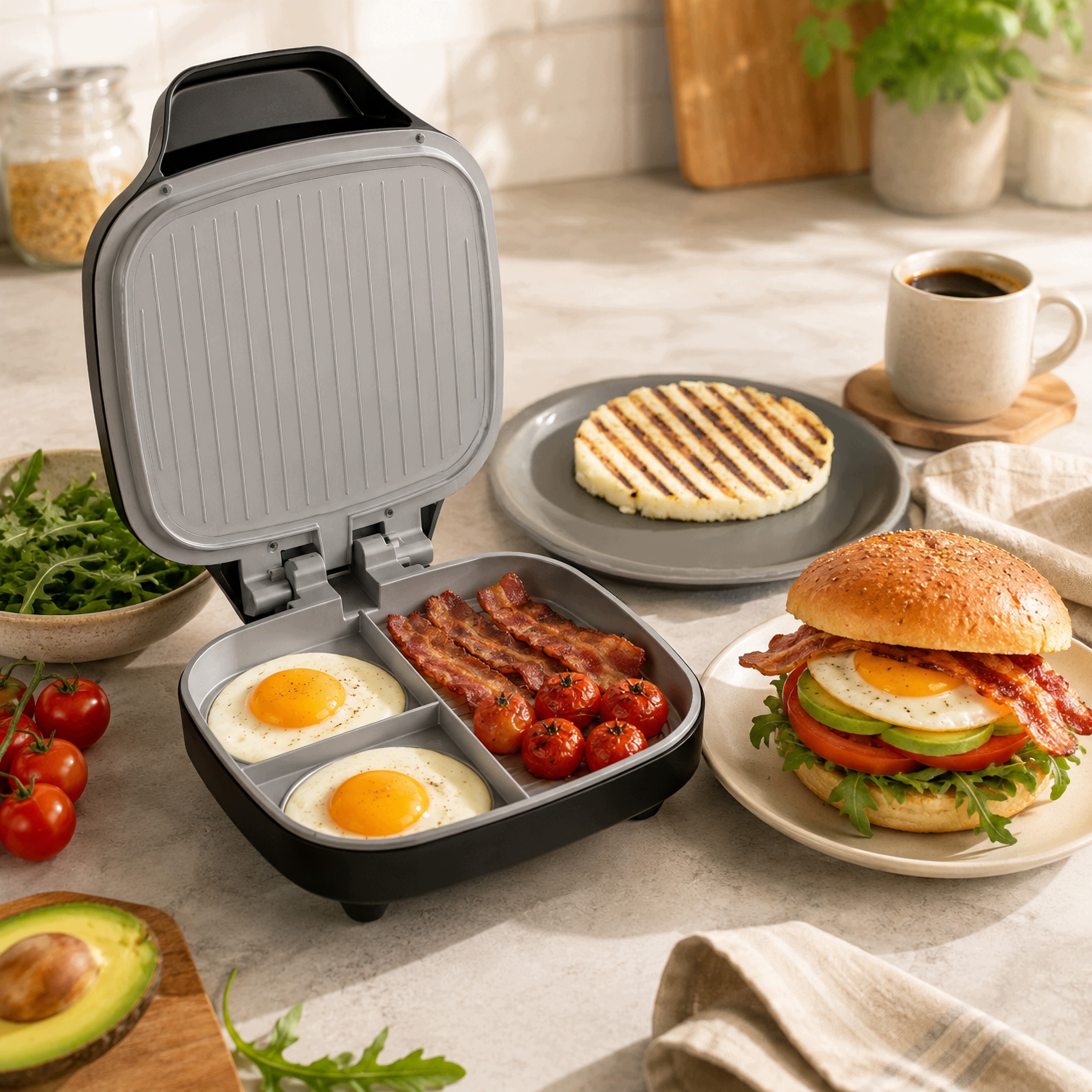 Opiekacz Wielofunkcyjny Grill Toster 1200W Dual Cook 180 Ceramiczny Inox