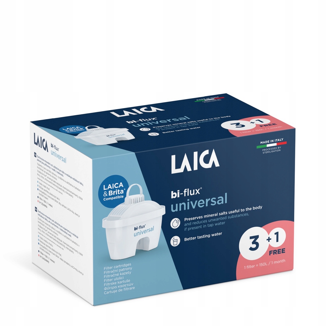 Wkład Filtrujący LAICA BI-FLUX Universal Filtr Do Dzbanka Wody 4 Sztuki