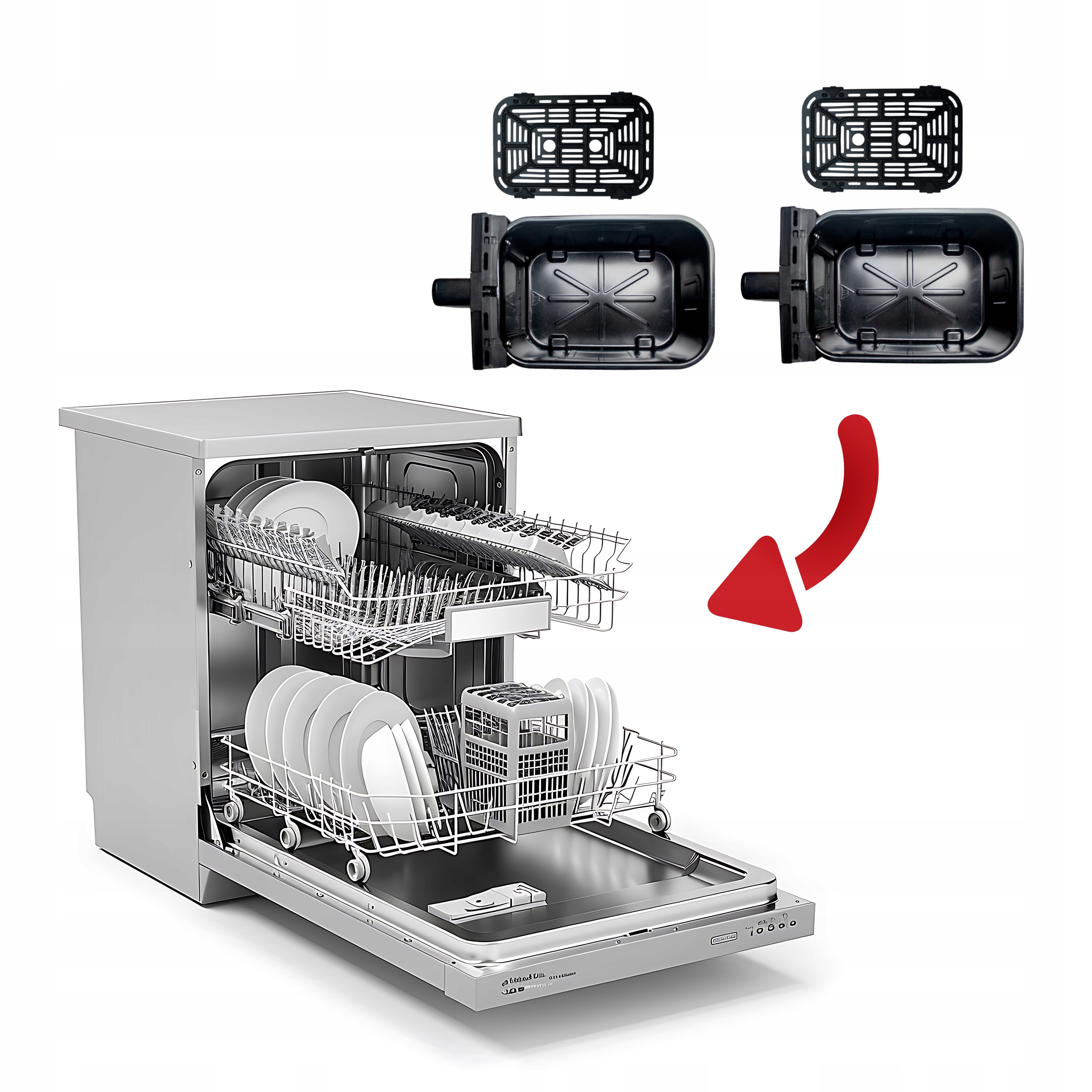 Frytkownica Beztłuszczowa Podwójna Air Fryer Dwukomorowa Ceramiczna