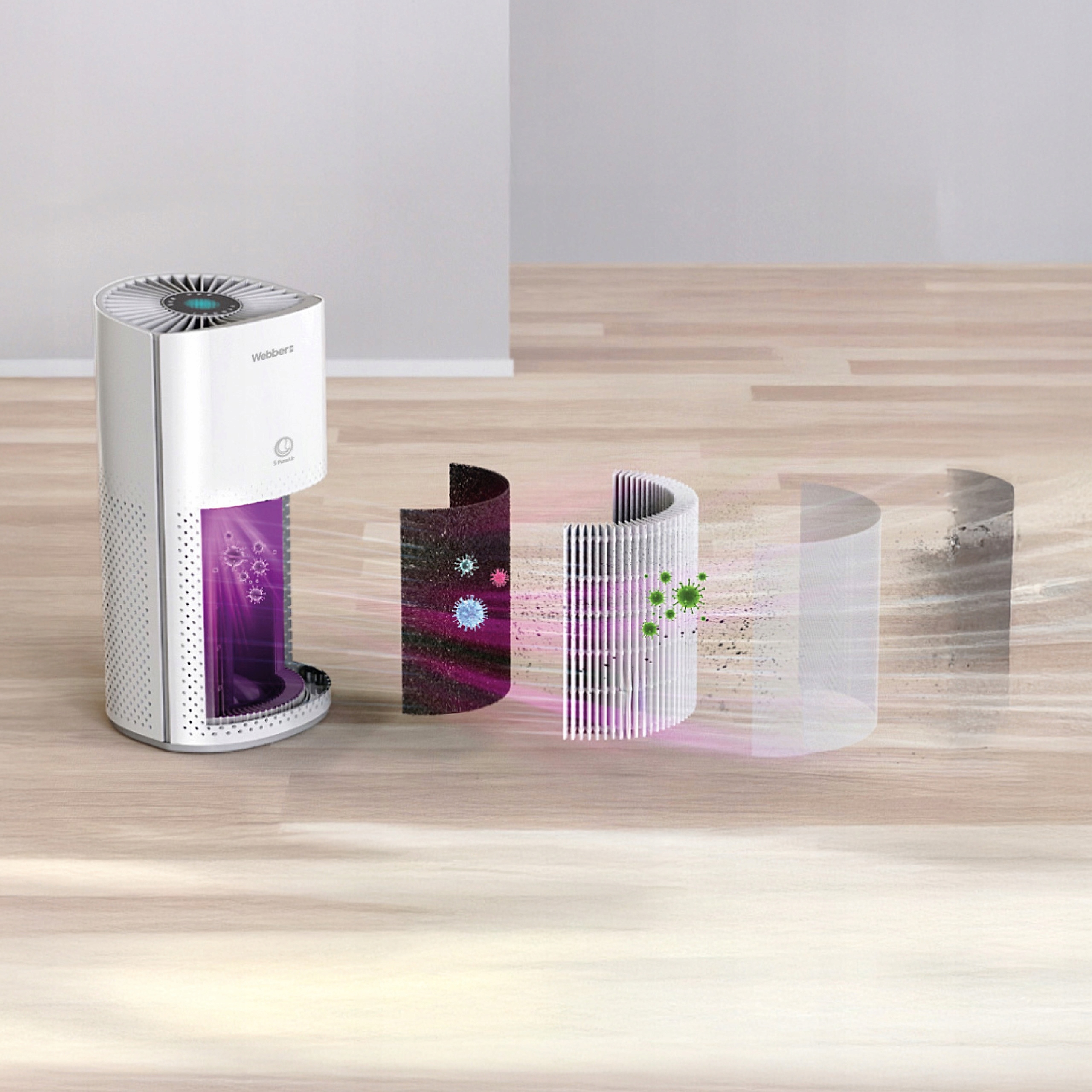 Oczyszczacz Powietrza AP8550 HEPA H13 WIFI UV-C Jonizacja Smart AI