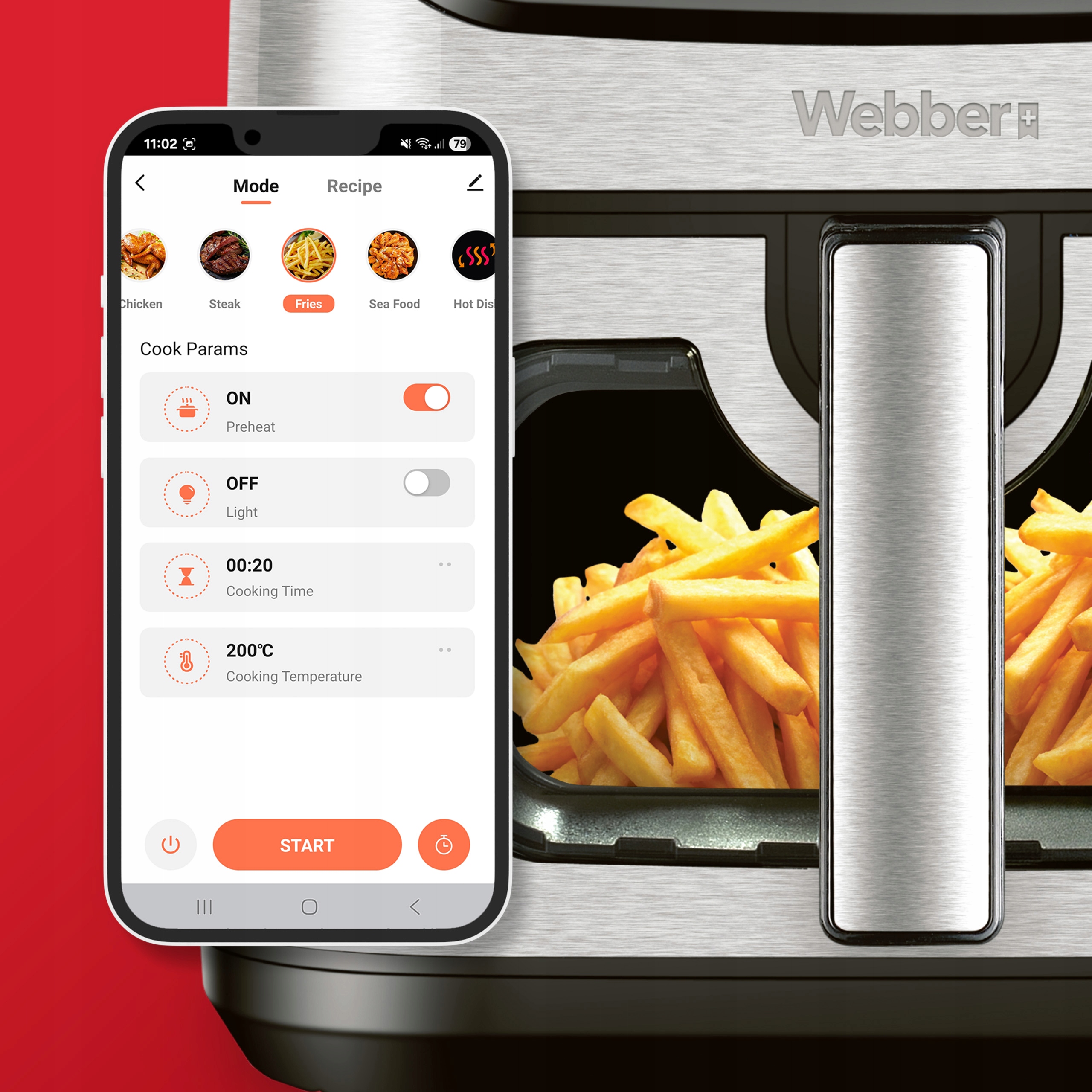 Frytkownica Beztłuszczowa Air Fryer 8l WIFI Nieprzywierająca 10 P 2200W