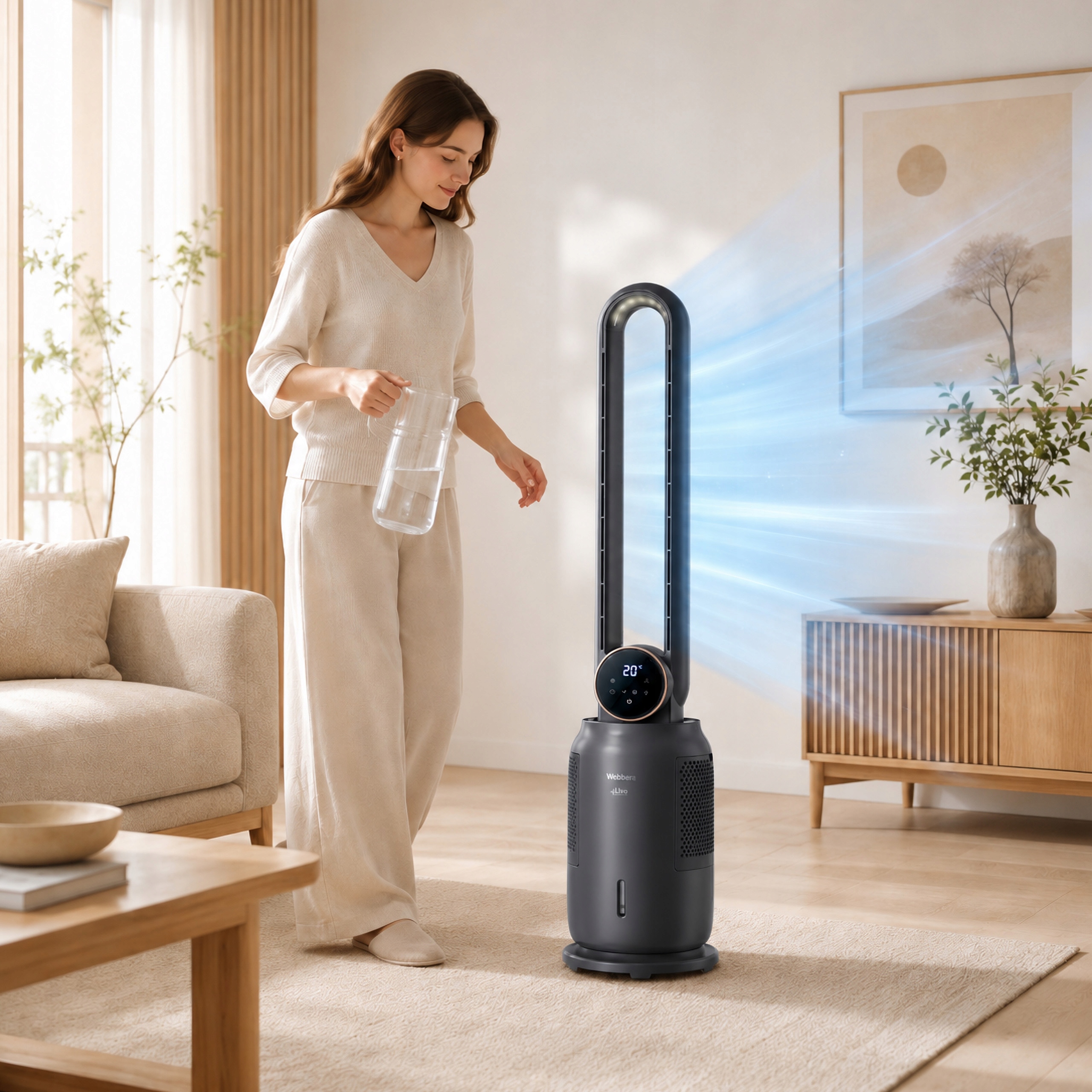 Wentylator Bezłopatkowy WB1840G Chłodzenie Nawilżanie Jonizacja 4w1