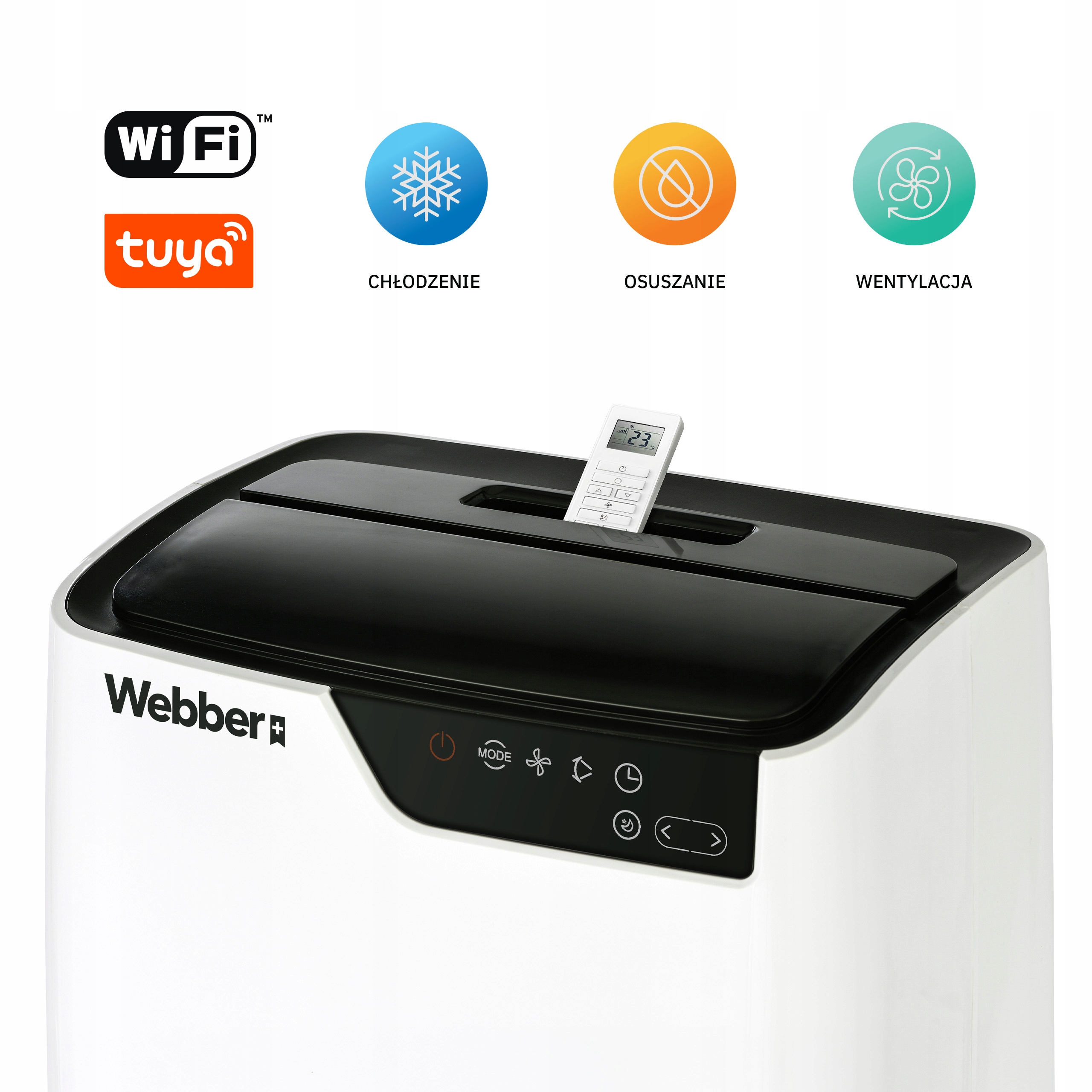 Klimatyzator Przenośny 12000BTU 4w1 WIFI Grzanie Osuszacz Pilot 49m²