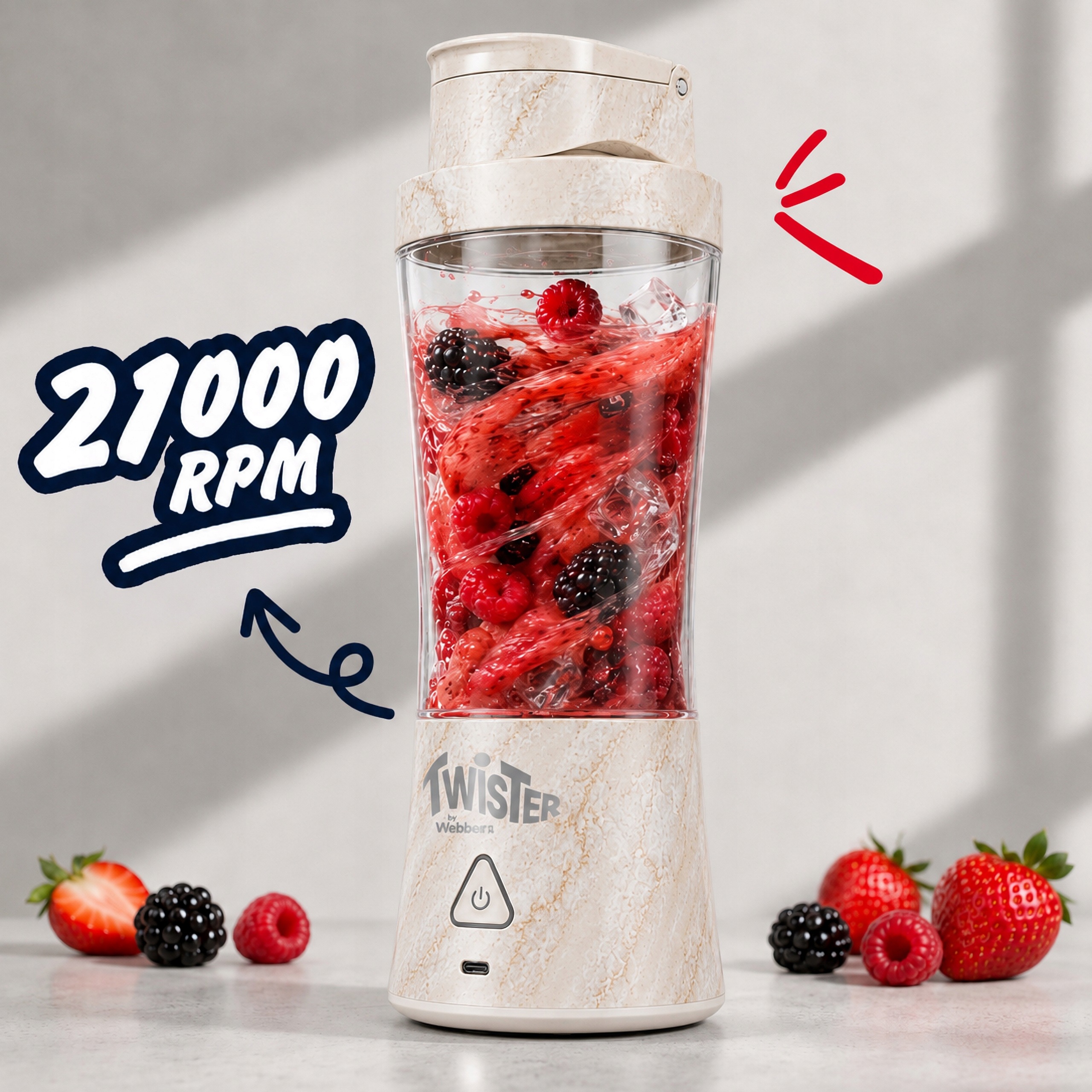 Blender Personalny Bezprzewodowy Przenośny Twister 370W 700ml USB-C