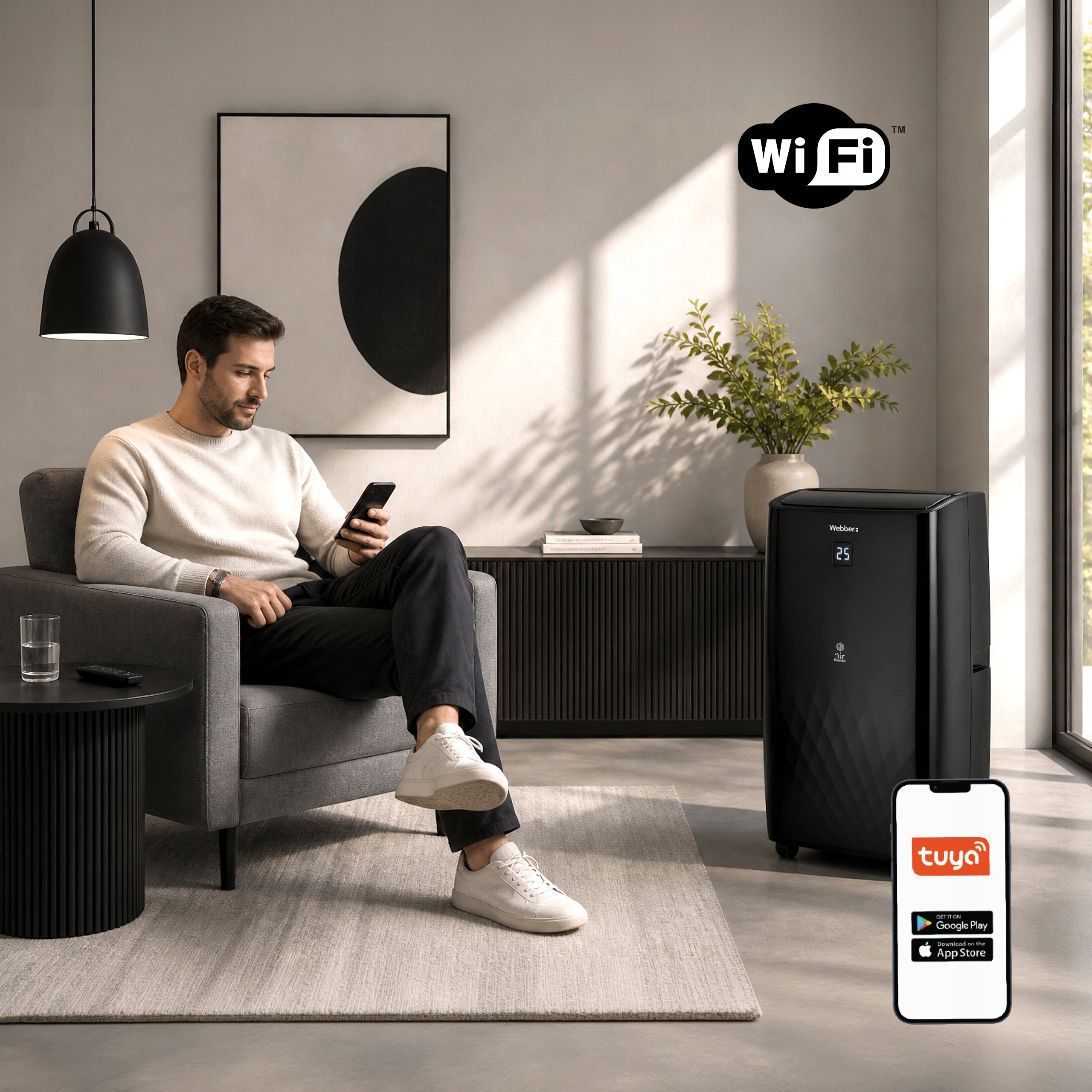 Klimatyzator Przenośny 9000BTU 4w1 WIFI Grzanie Osuszacz Pilot 43m²