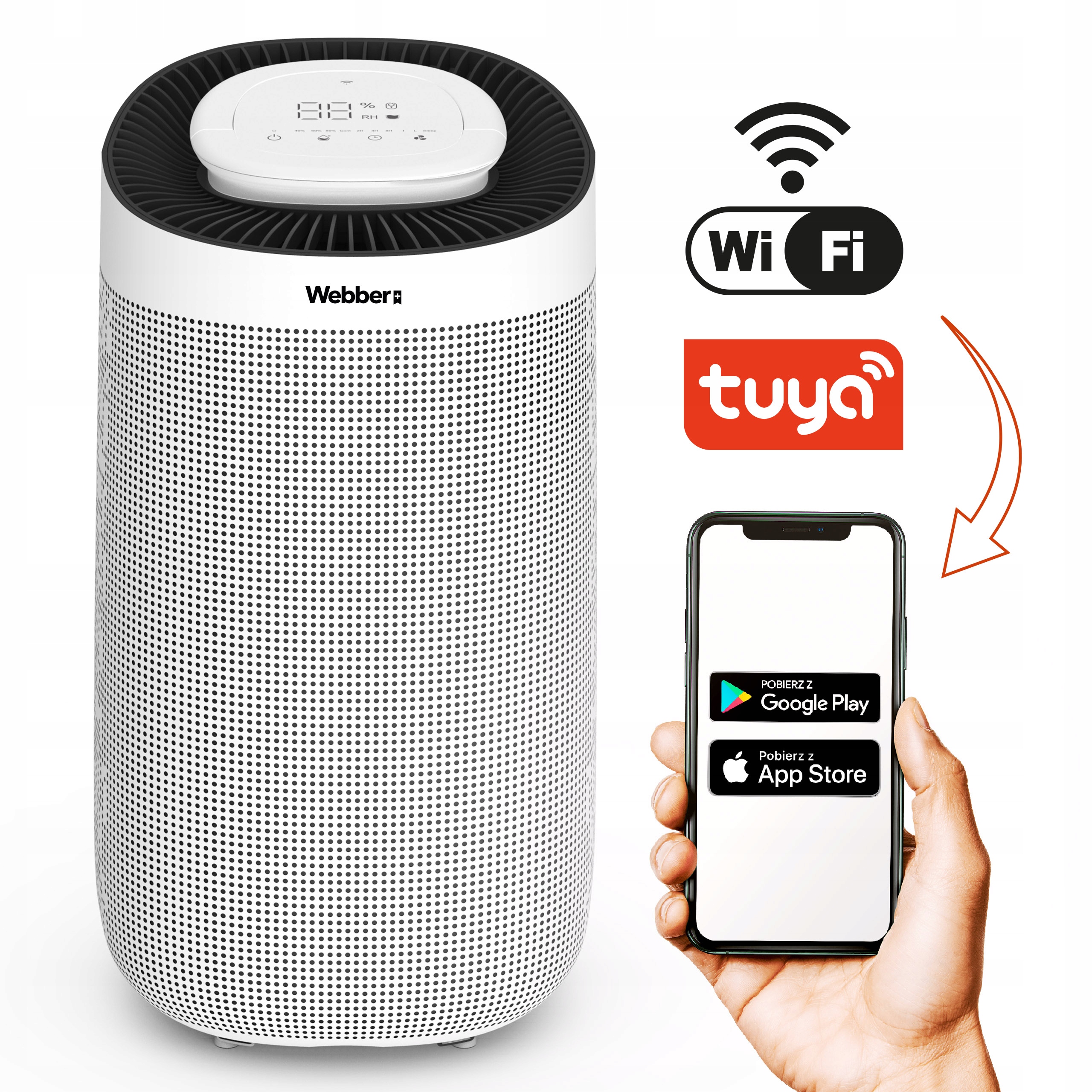 Osuszacz Powietrza WIFI Timer 12L/24H DEC500 Pochłaniacz Wilgoci