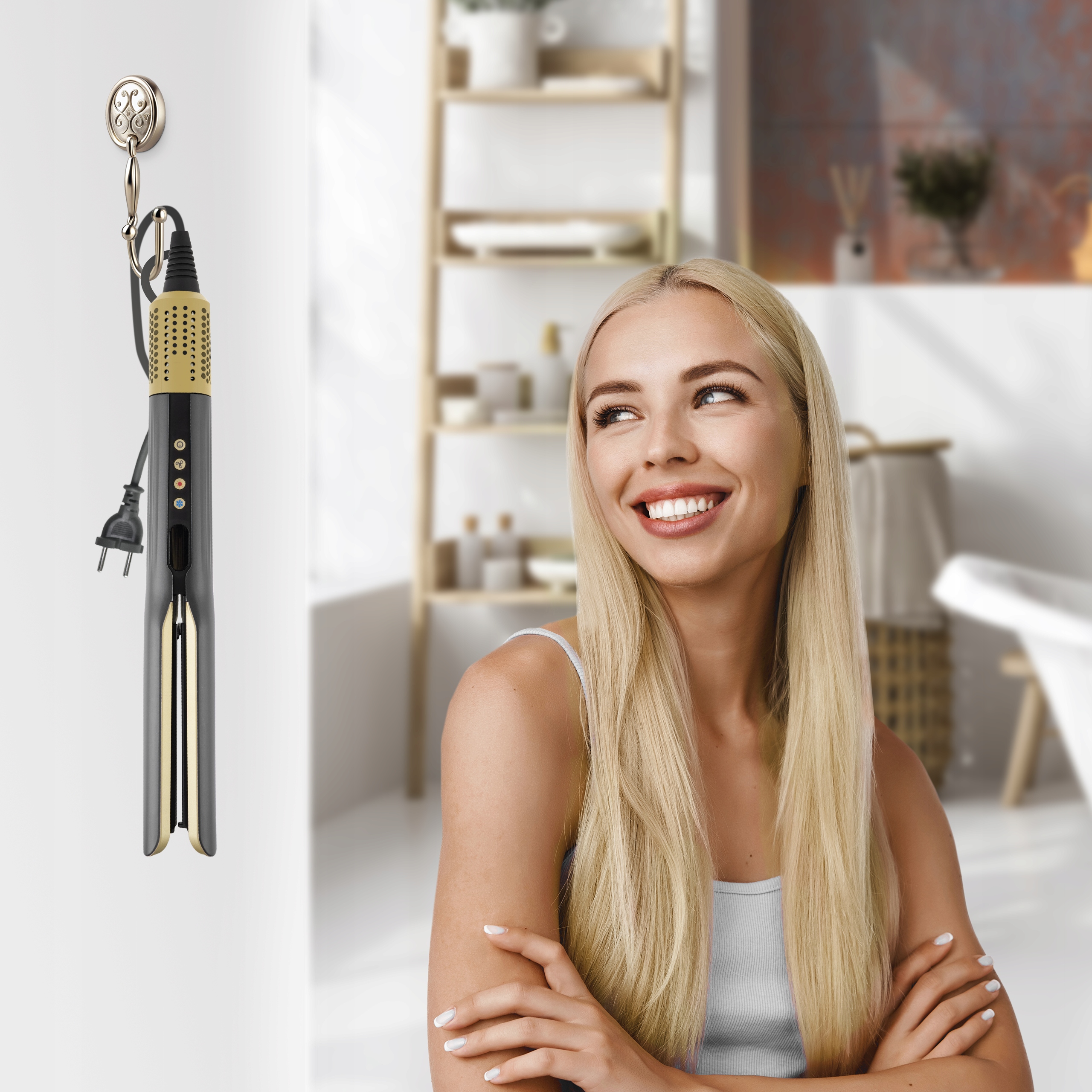 Prostownica Do Włosów Ceramiczna Jonizacja + LCD + Aeroprostownica