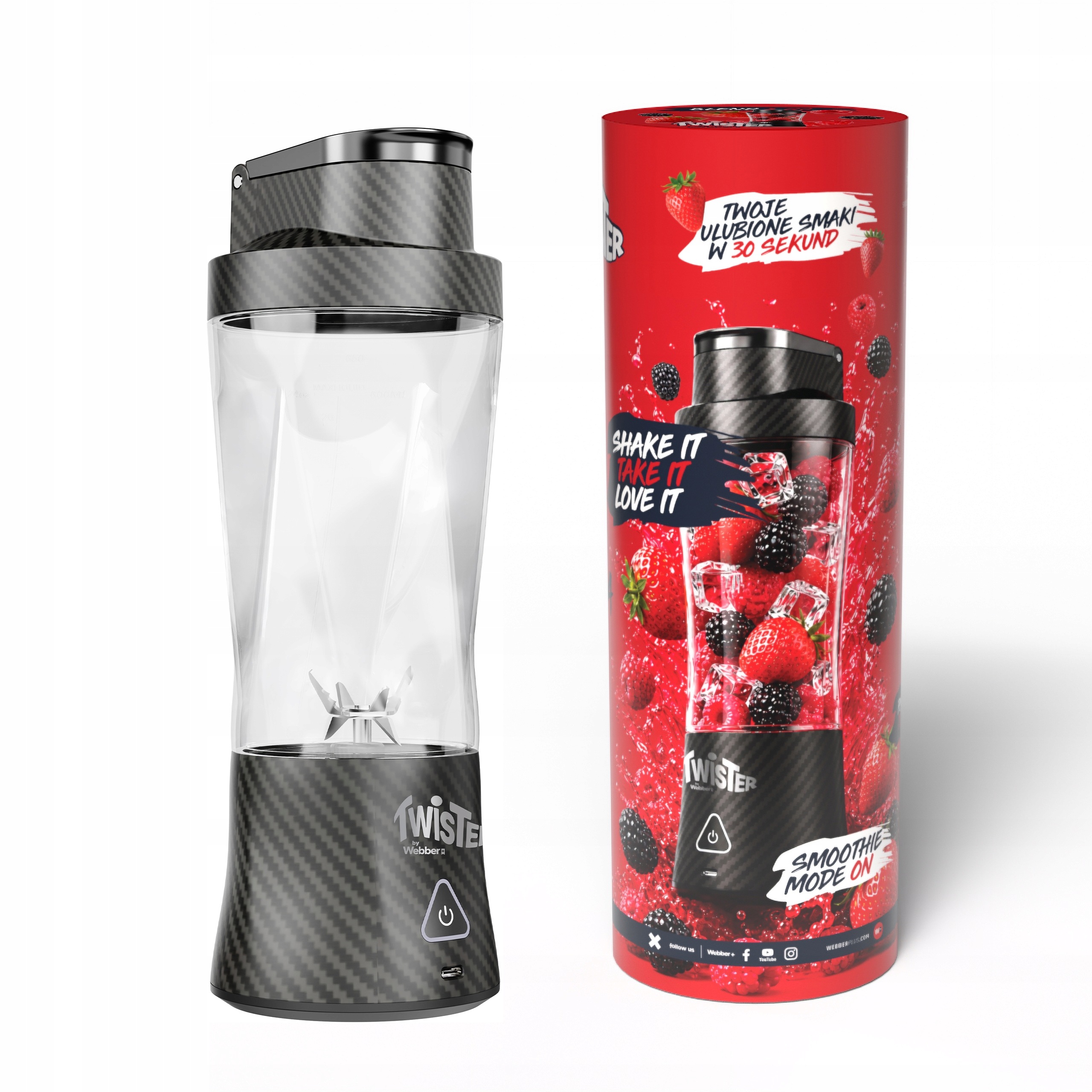 Blender Personalny Bezprzewodowy Przenośny Twister 370W 700ml USB-C