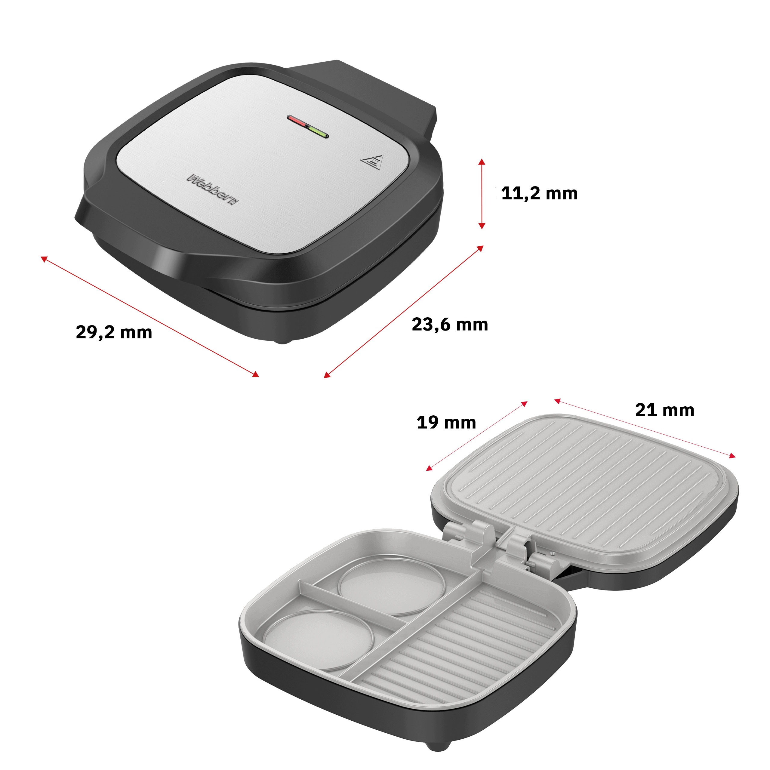 Opiekacz Wielofunkcyjny Grill Toster 1200W Dual Cook 180 Ceramiczny Inox