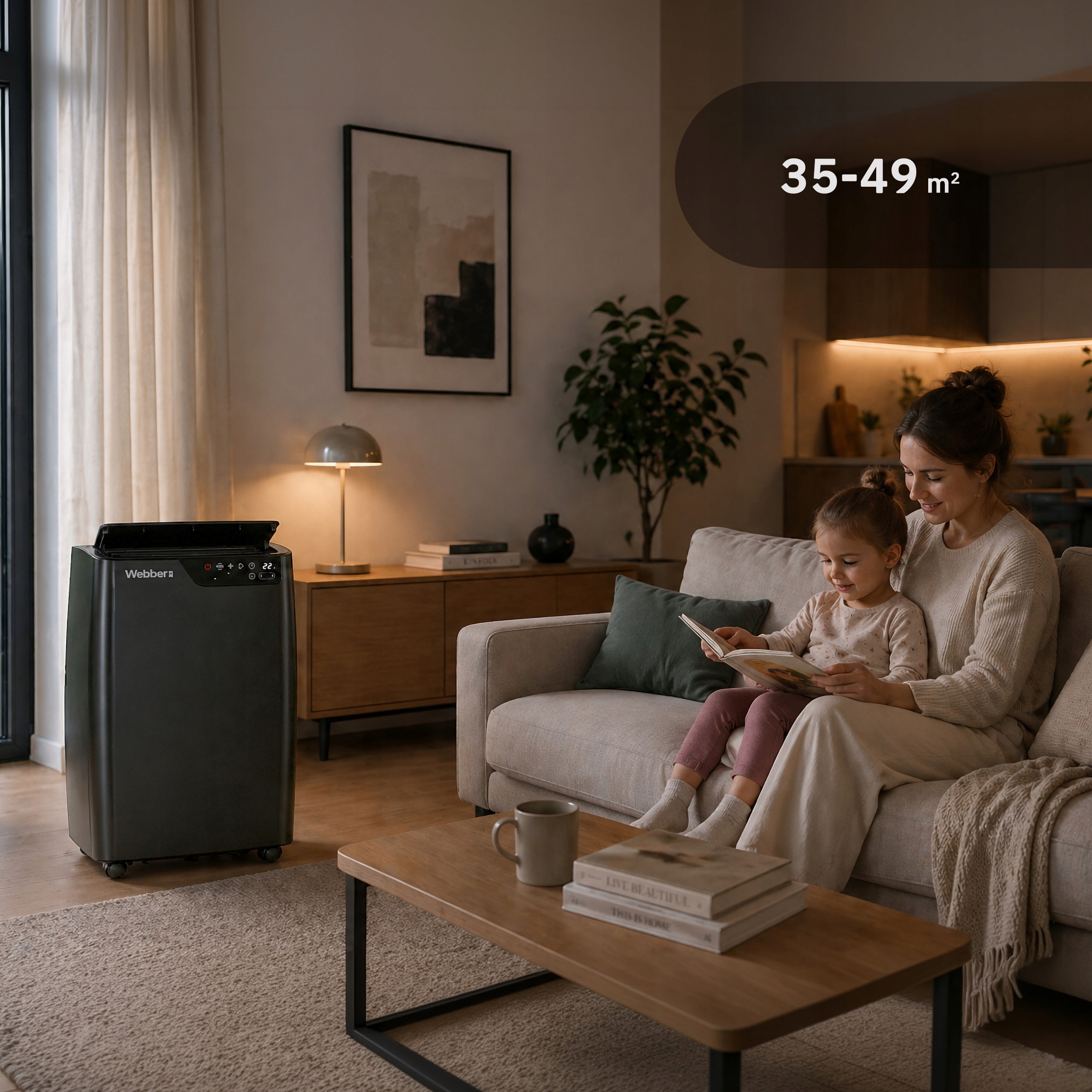 Klimatyzator Przenośny 12000BTU 4w1 WIFI Grzanie Osuszacz Pilot 49m²