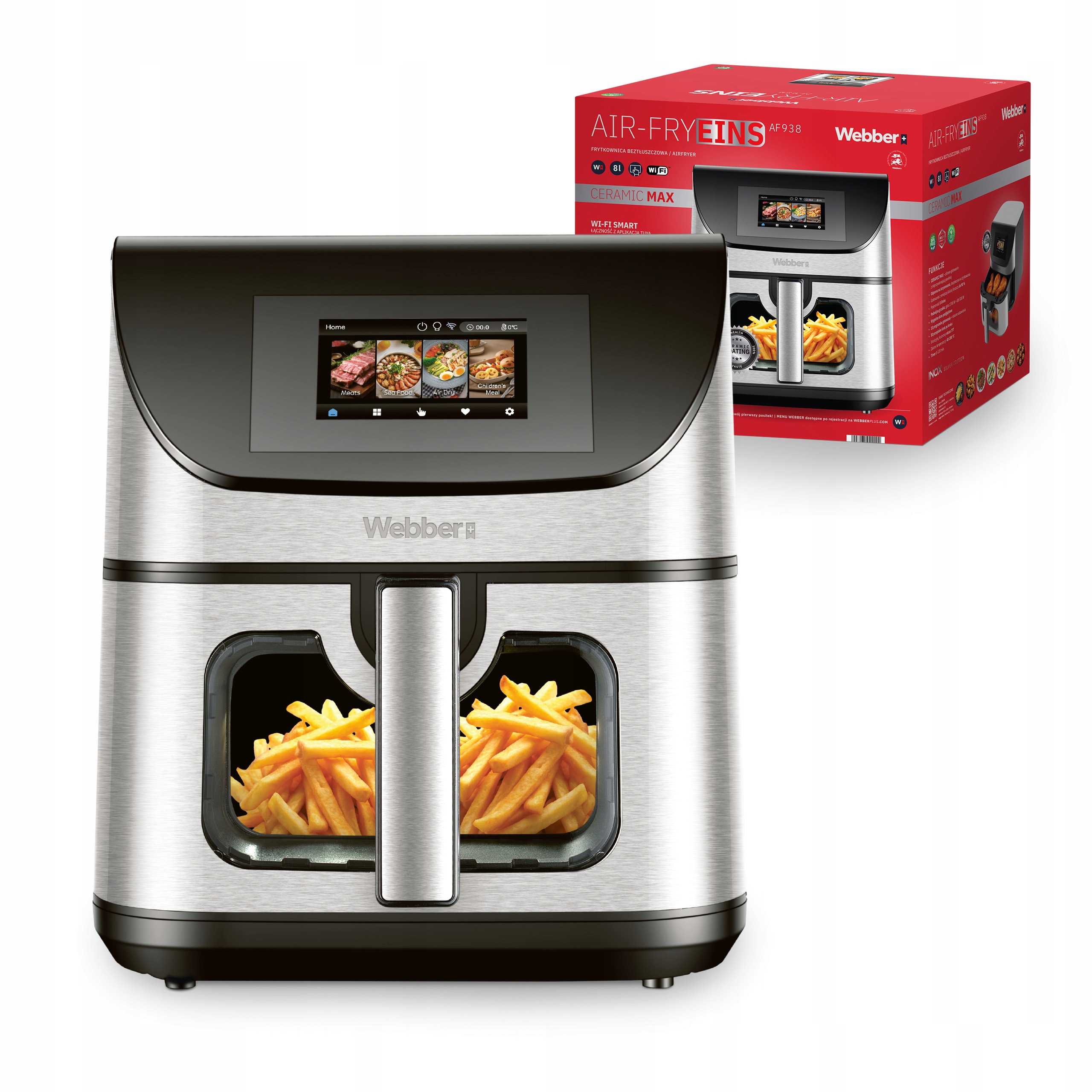 Frytkownica Beztłuszczowa Air Fryer 8l WIFI Nieprzywierająca 10 P 2200W