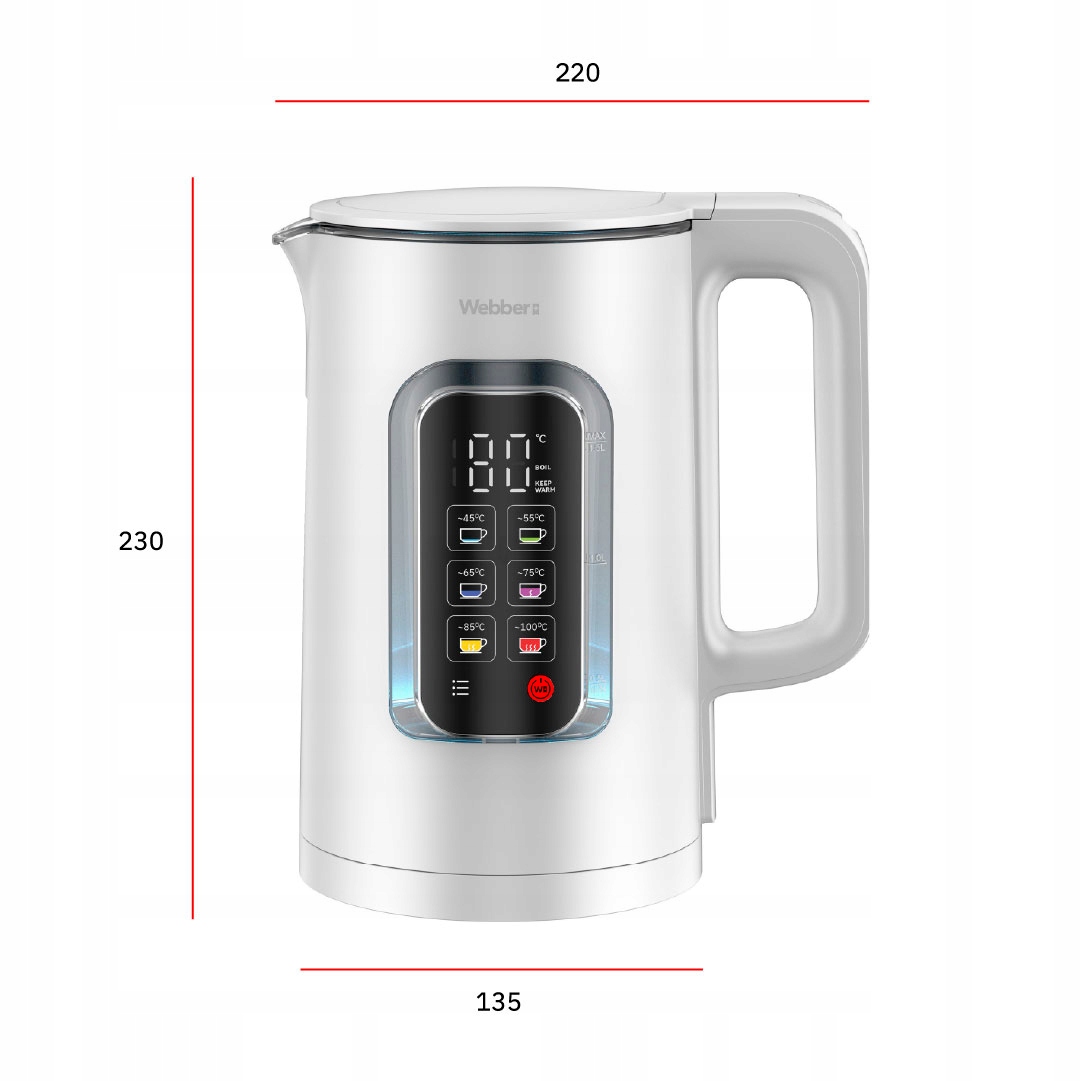 Czajnik Elektryczny ELIYA WK110 1,5l Regulacja Tem Keep Warm LED