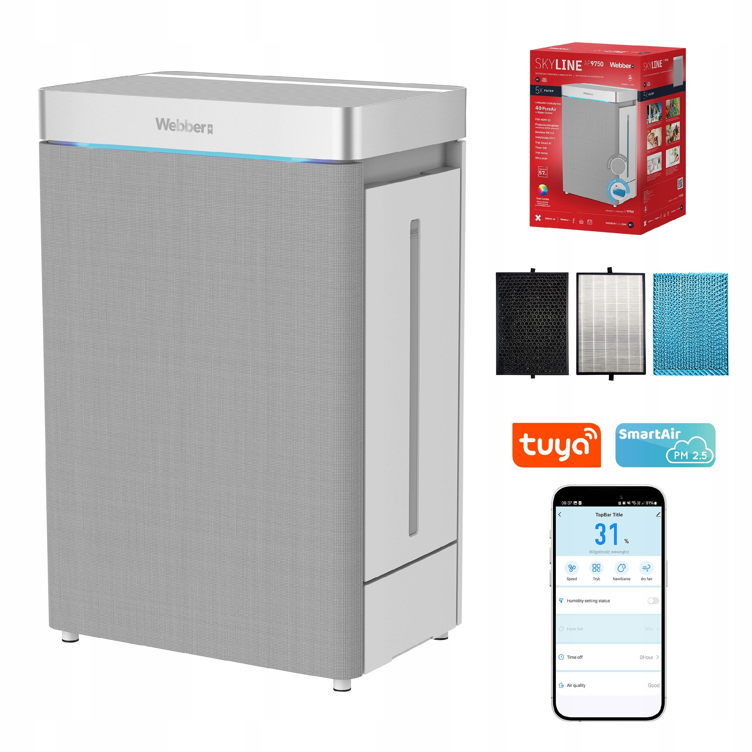 Oczyszczacz Powietrza Nawilżacz AP9750 SMART AI WIFI 100W 57m