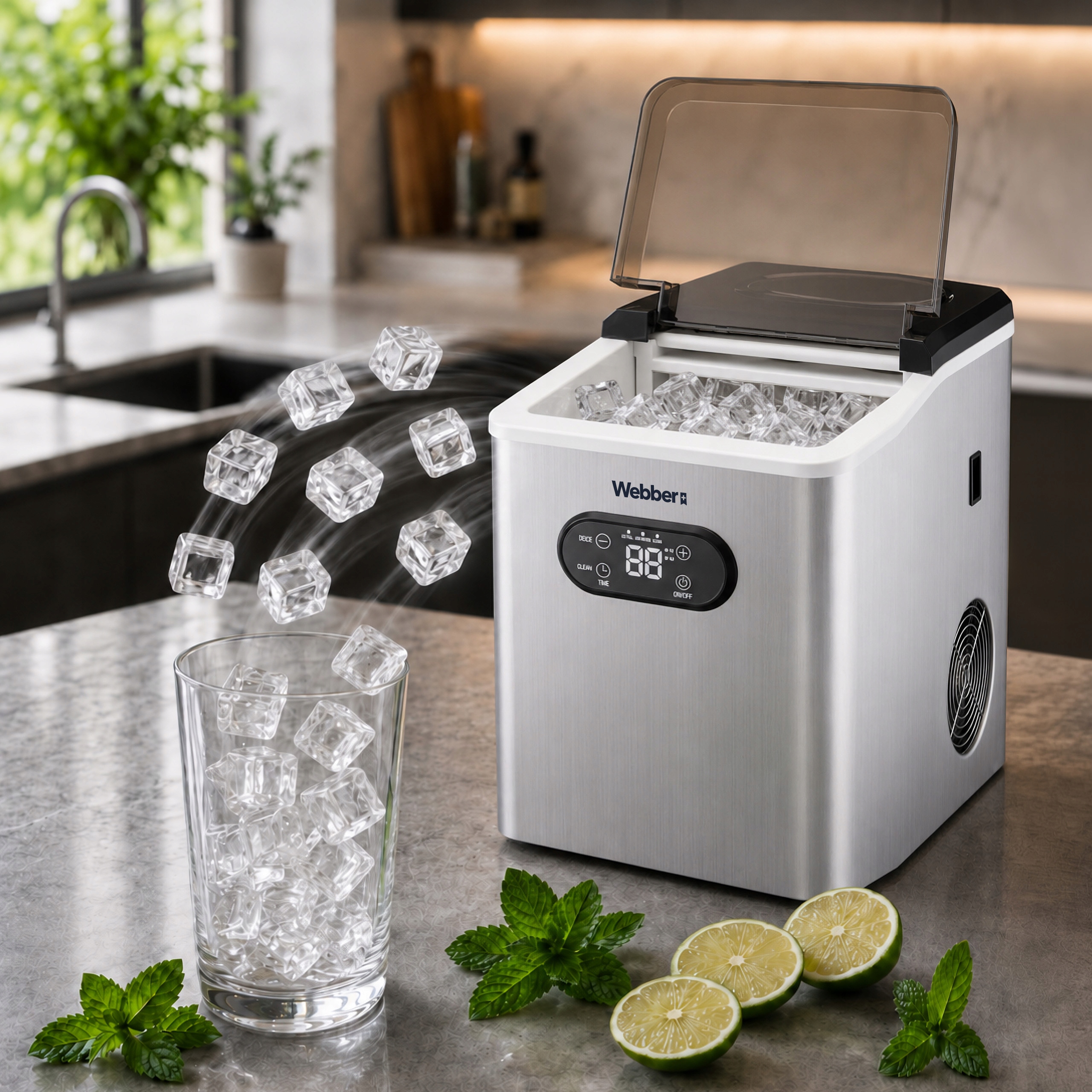 Kostkarka Do Lodu Frio IM-201 25kg LCD 3 Tryby Wody Inox 24 Kostki