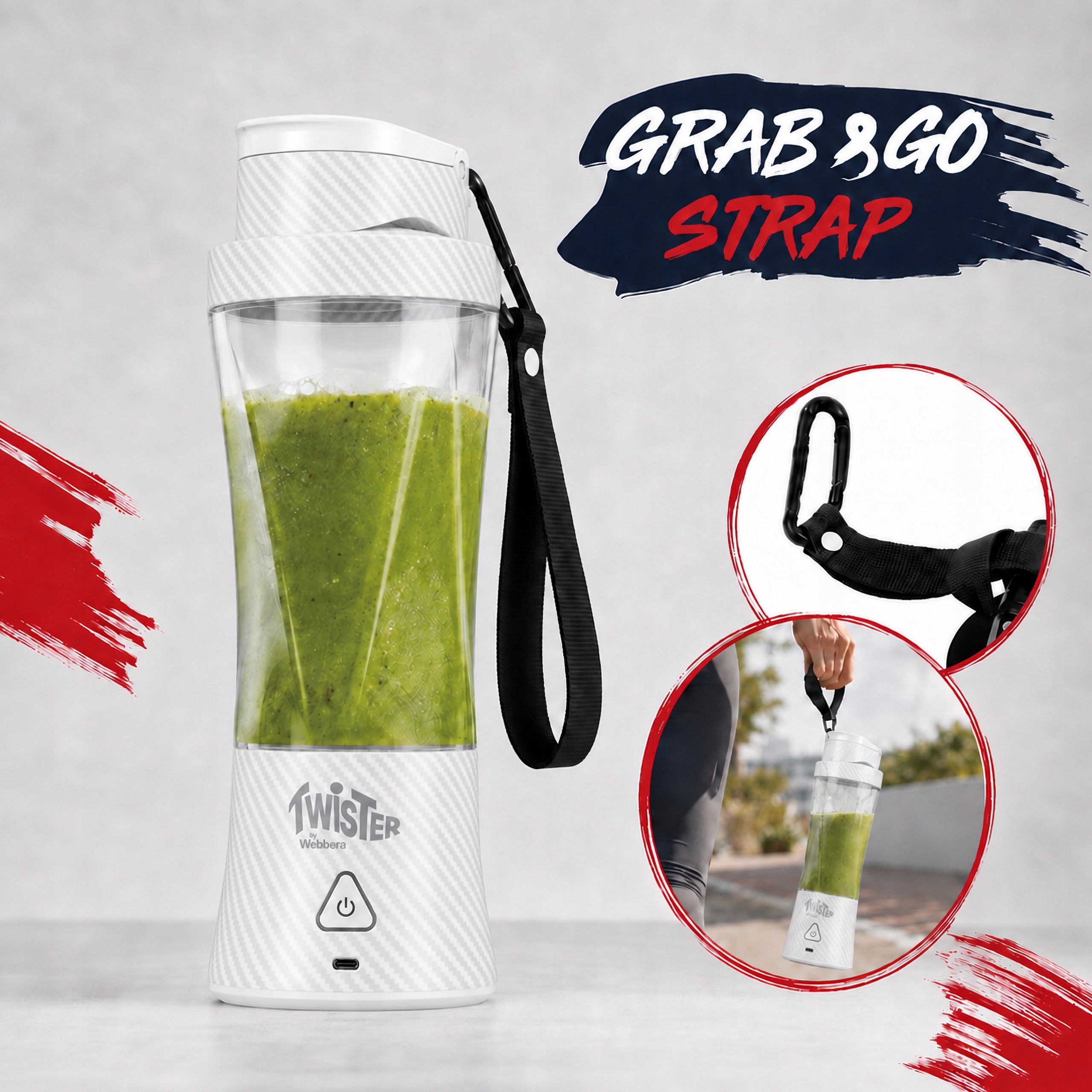Blender Personalny Bezprzewodowy Przenośny Twister 370W 700ml USB-C
