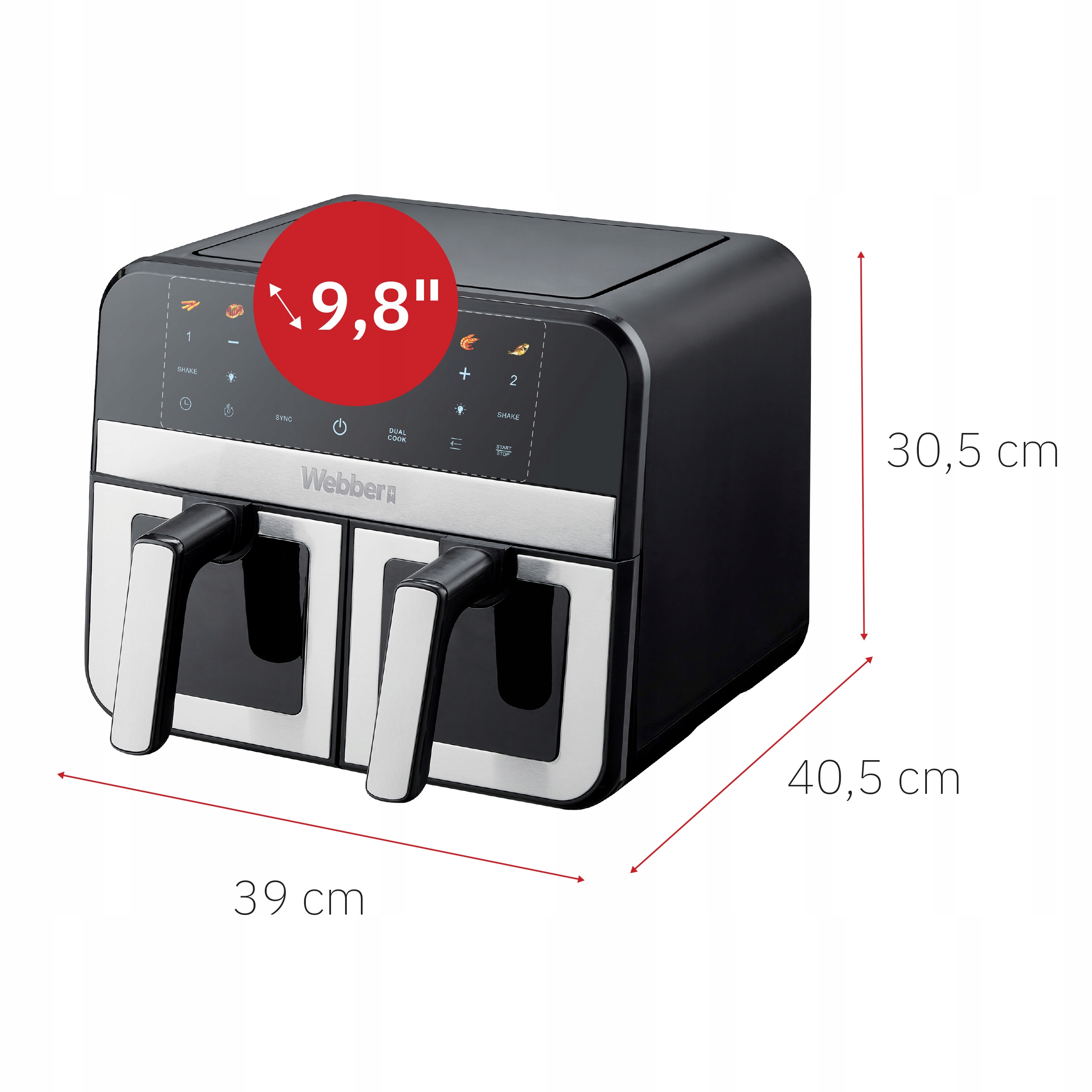 Frytkownica Beztłuszczowa Podwójna Air Fryer Dwukomorowa Ceramiczna