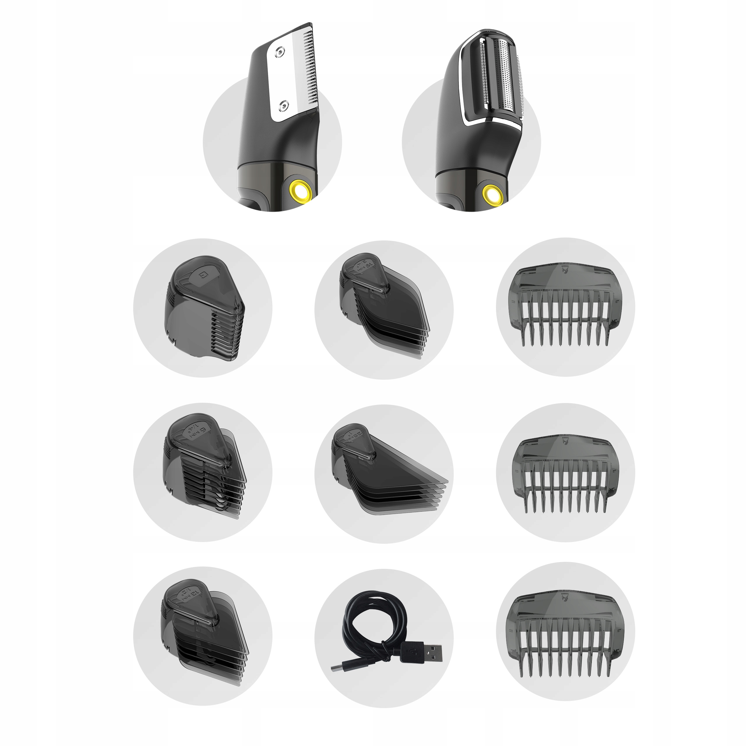 Trymer Męski BG-600 8w1 Do Włosów Brody Ciała Wet&Dry IPX7 LED PRO