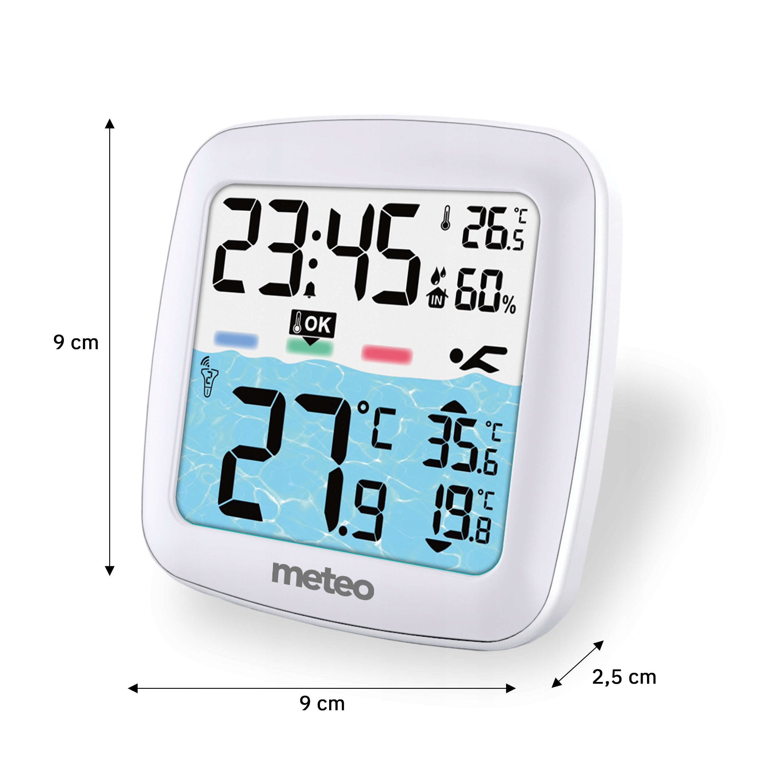 Termometr Basenowy METEO TB2N Bezprzewodowy Czujnik Wody LCD Pogodynka