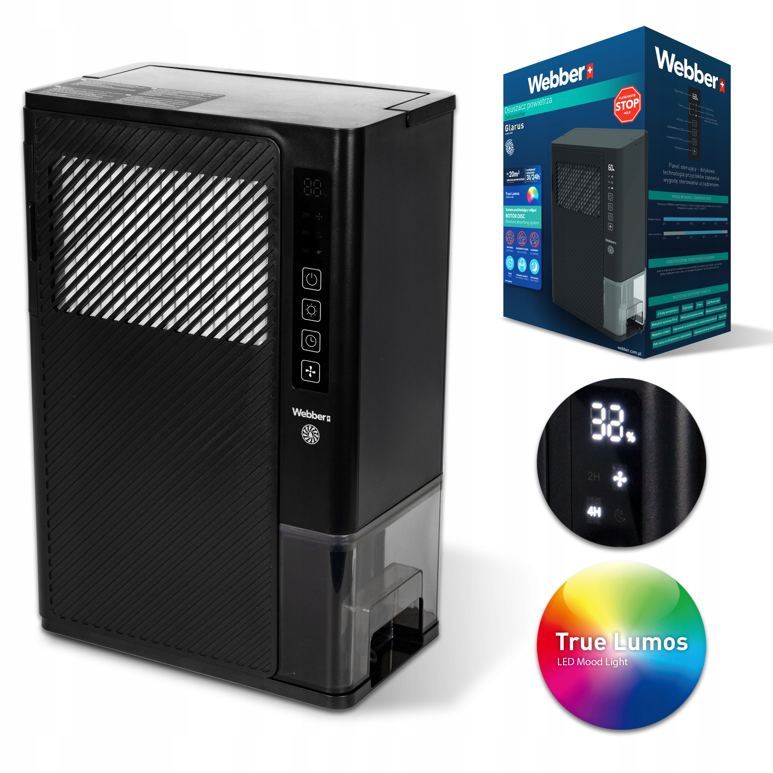Osuszacz Powietrza DEX 1 Pochłaniacz 3 l / 24H Cichy HEPA LED 20m² D