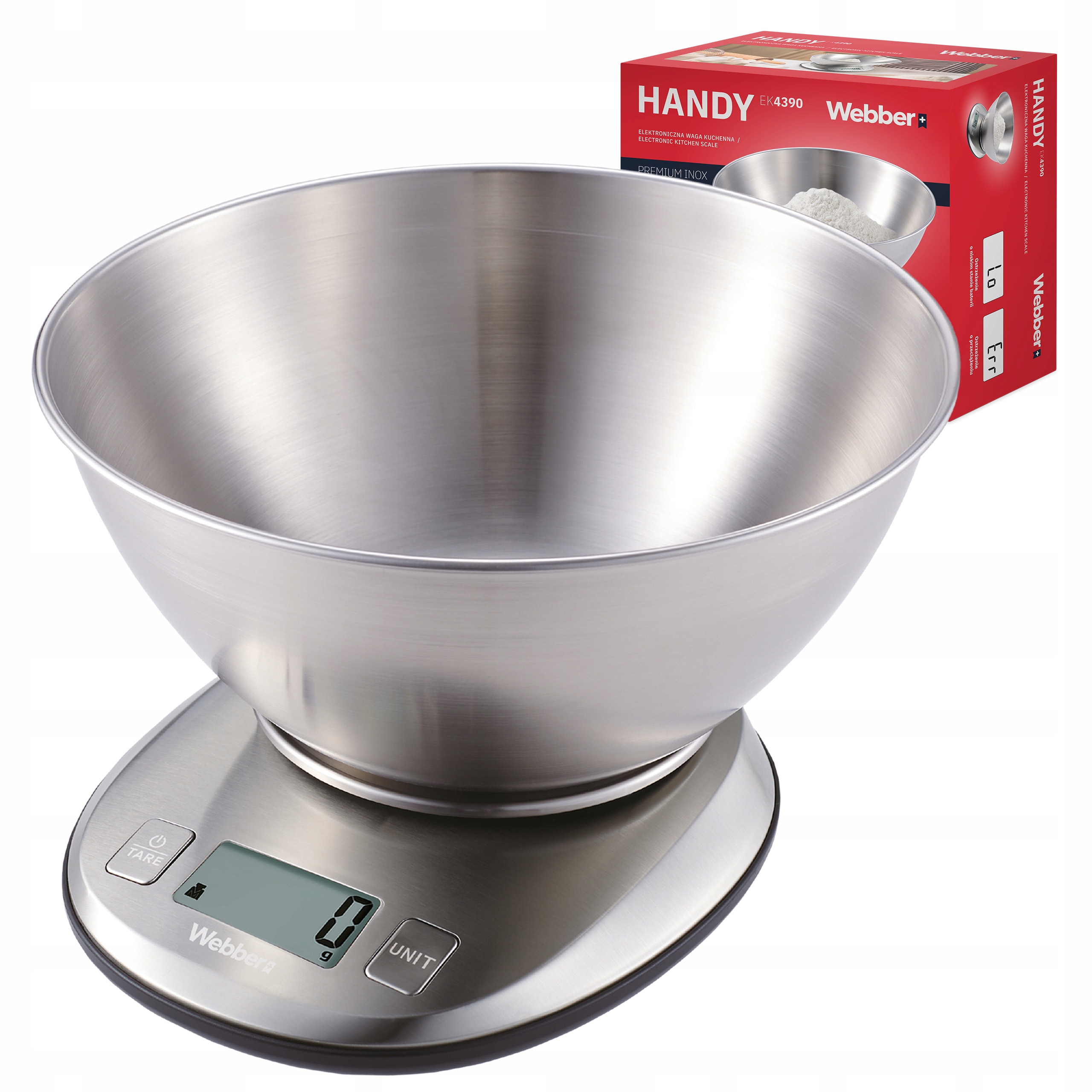 Waga Kuchenna EK4390 INOX Stal Nierdzewna LCD 5kg 1g Misa Tarowanie