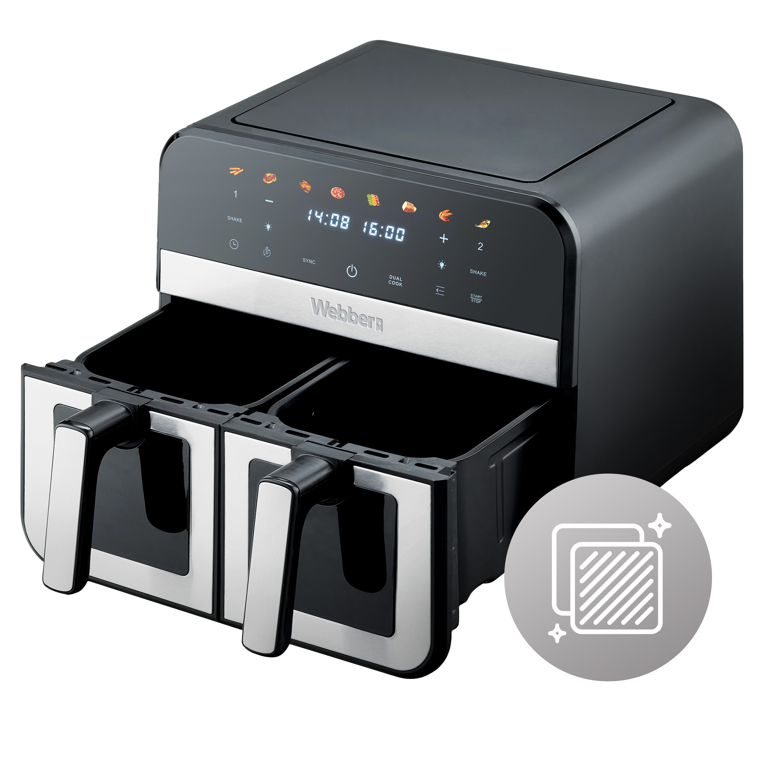 Frytkownica Beztłuszczowa Podwójna Air Fryer Dwukomorowa Ceramiczna