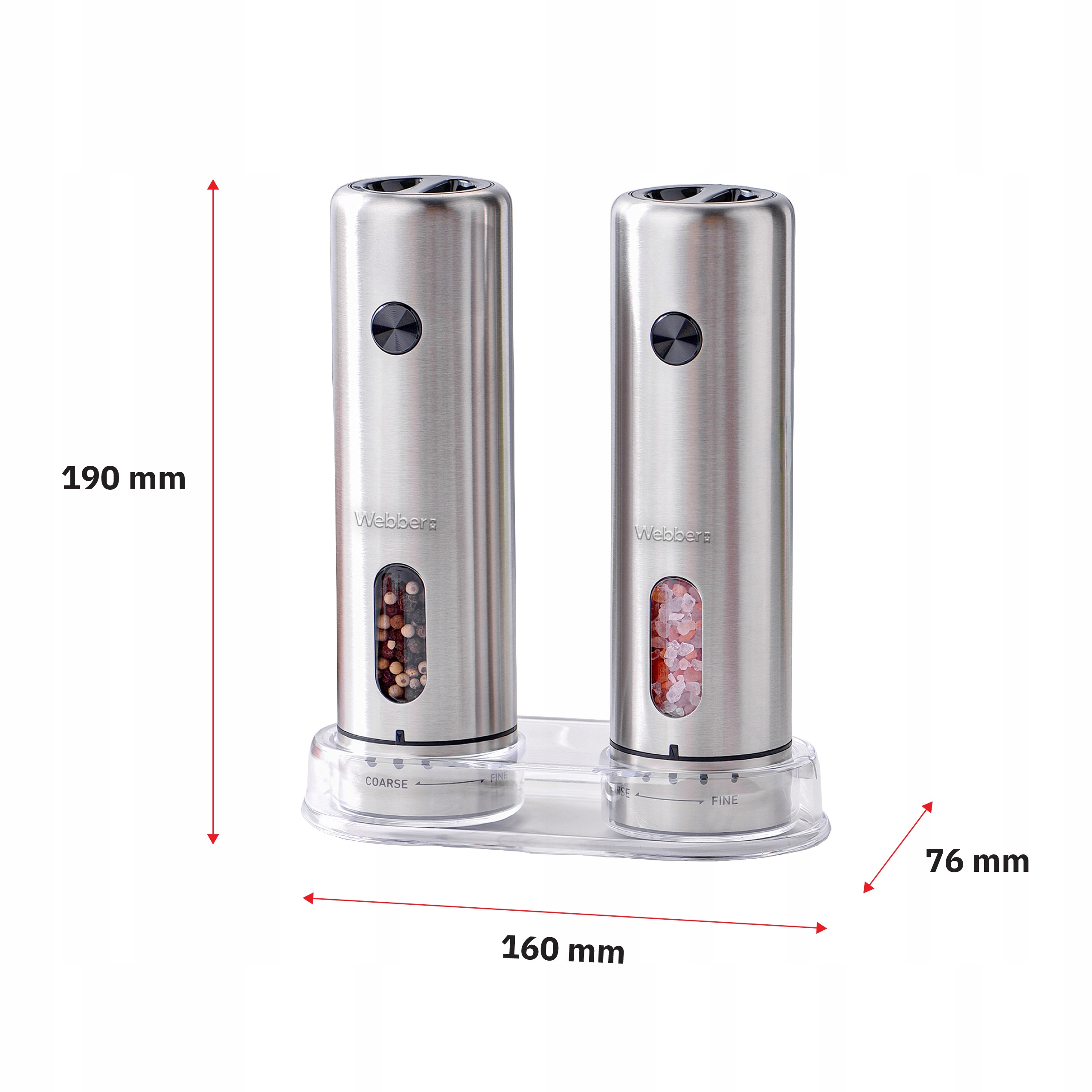 Młynek Do Pieprzu I Soli Elektryczny Akumulatorowy USB 2 szt Inox