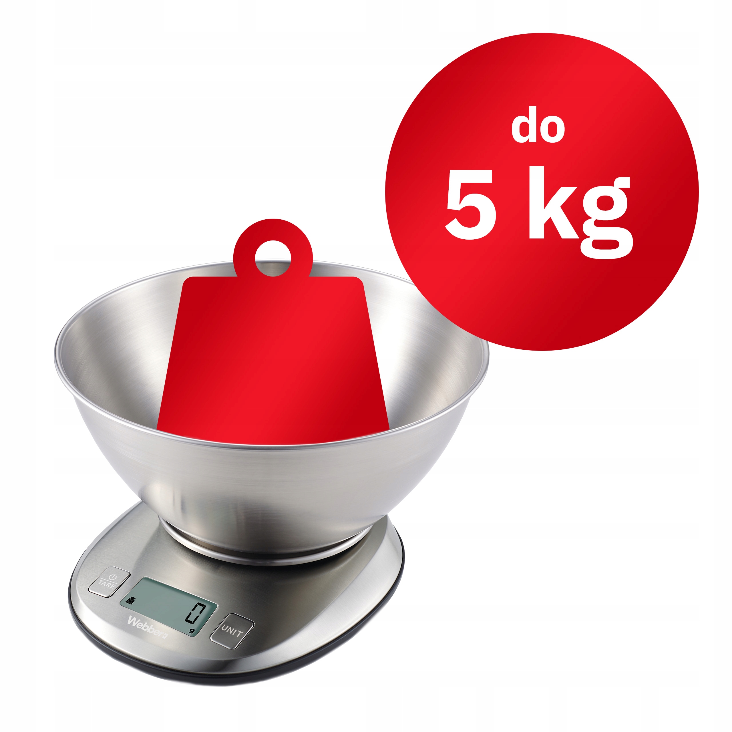 Waga Kuchenna EK4390 INOX Stal Nierdzewna LCD 5kg 1g Misa Tarowanie