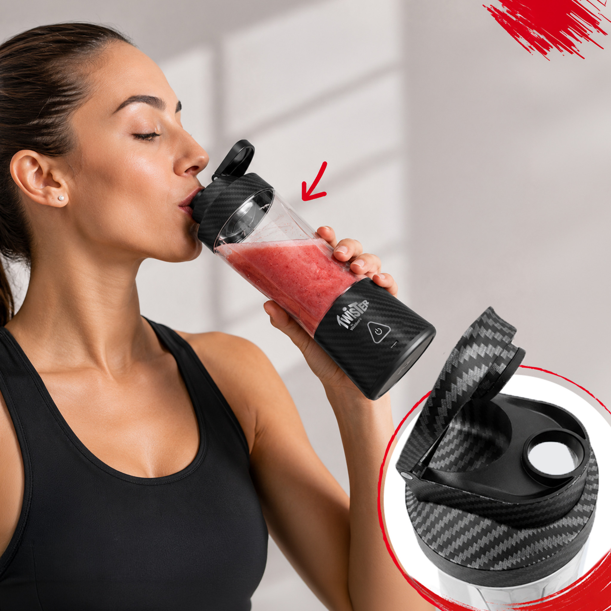 Blender Personalny Bezprzewodowy Przenośny Twister 370W 700ml USB-C