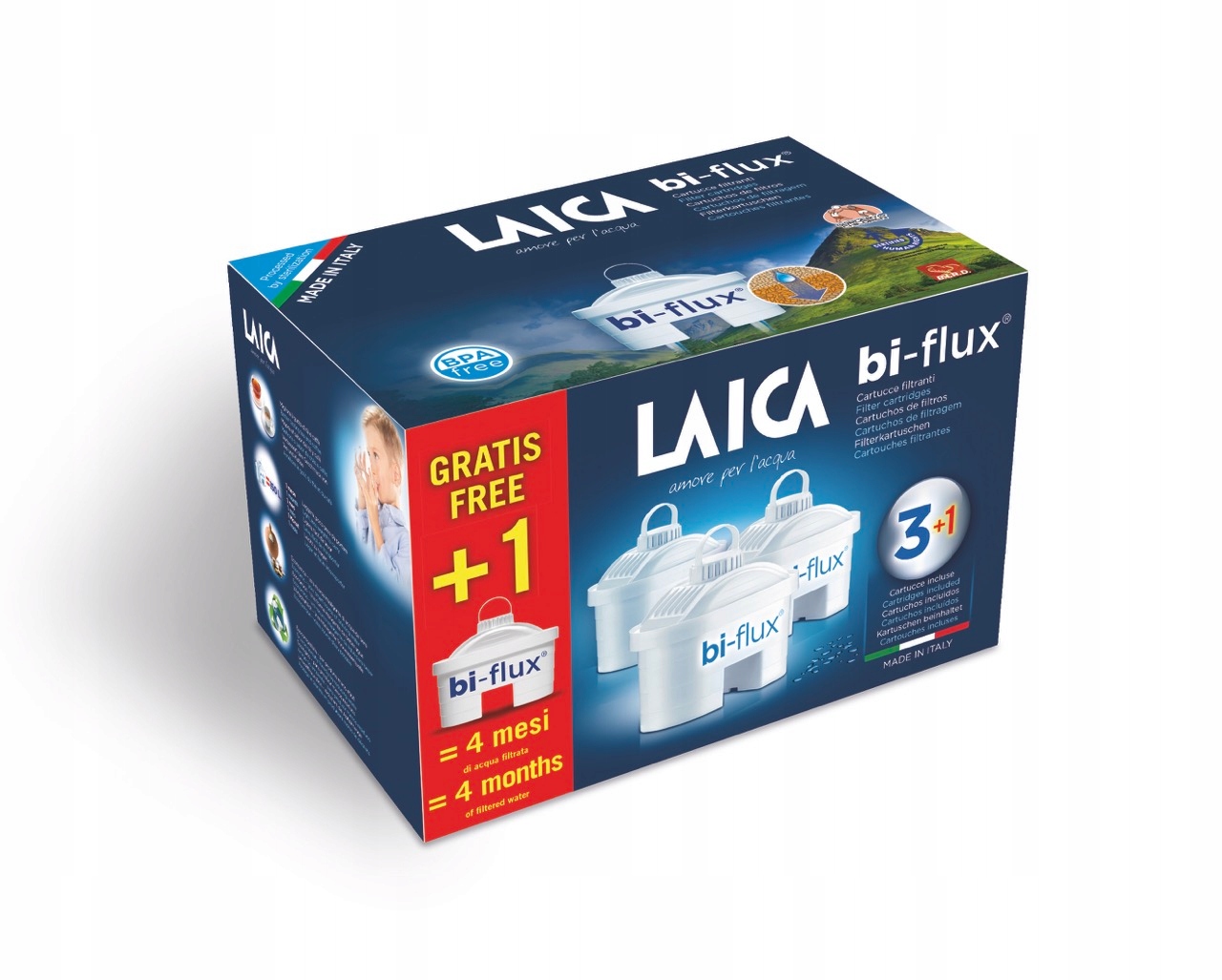 Wkład Filtrujący LAICA BI-FLUX Universal Filtr Do Dzbanka Wody 4 Sztuki