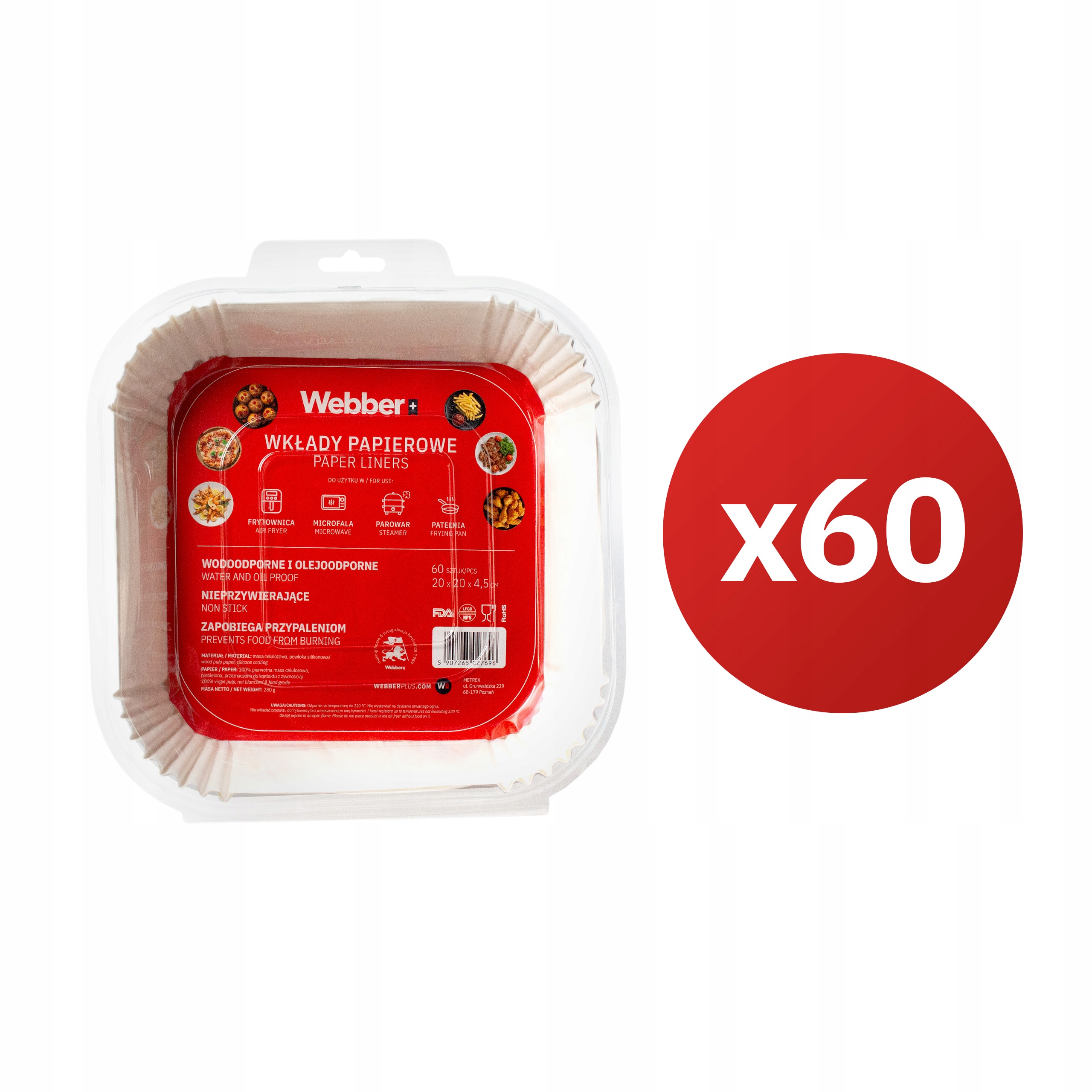 60X Wkład Air Fryer Papier Wkłady Papierowe Do Frytkownicy Beztłuszczowej