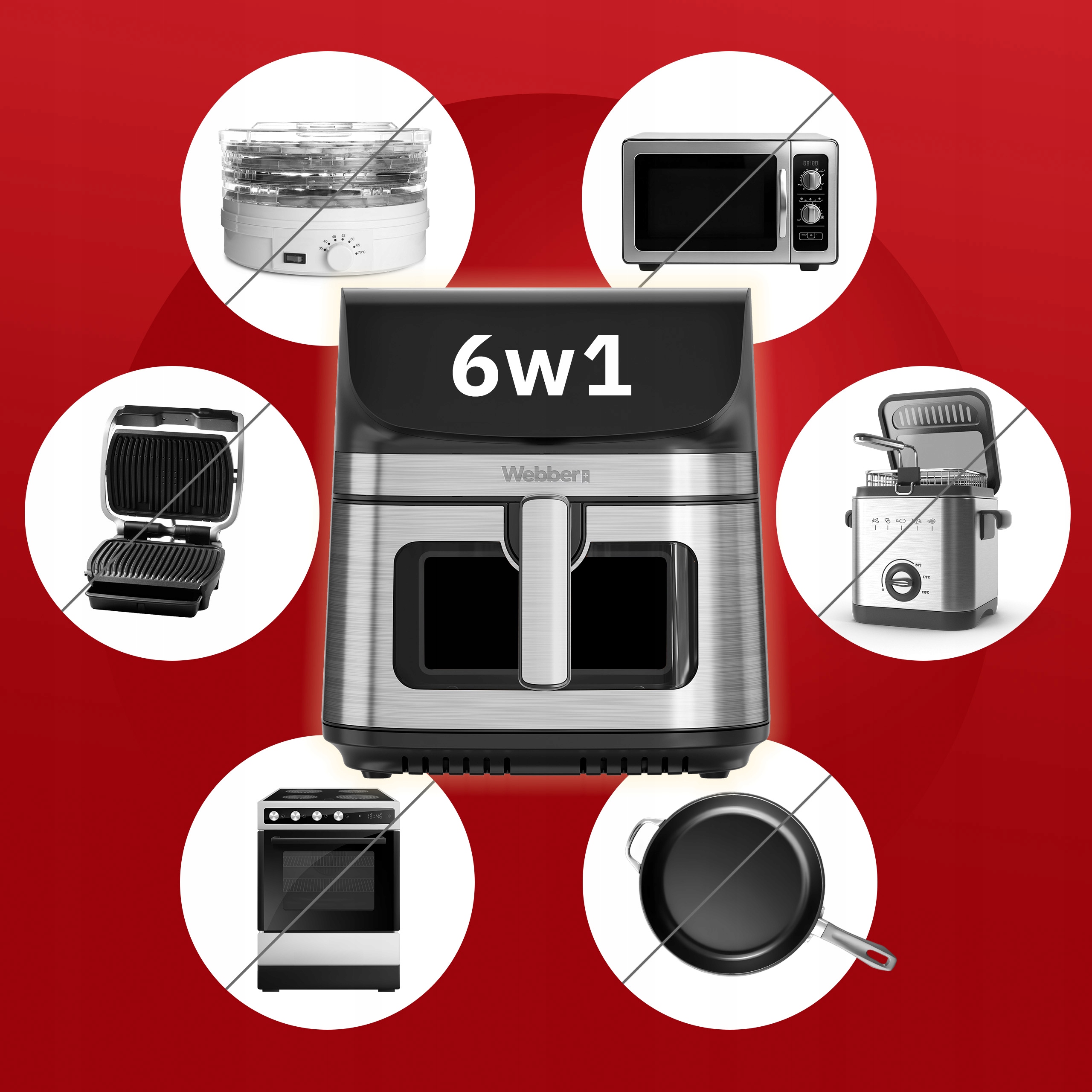 Frytkownica Beztłuszczowa Air Fryer 8,8l Nieprzywierająca 10 P 2200W