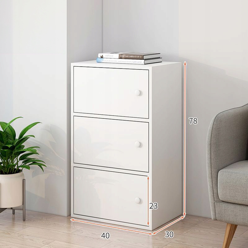 NOWOCZESNA POJEMNA KOMODA SZAFKA DUŻA BIAŁA SKANDYNAWSKI LOFT RETRO 3 PÓŁKI