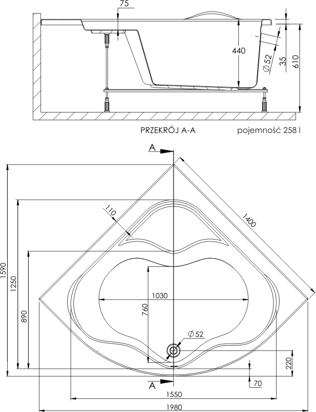 Wanna z hydromasażem 140x140 SPA 3 lata gwarancji PL