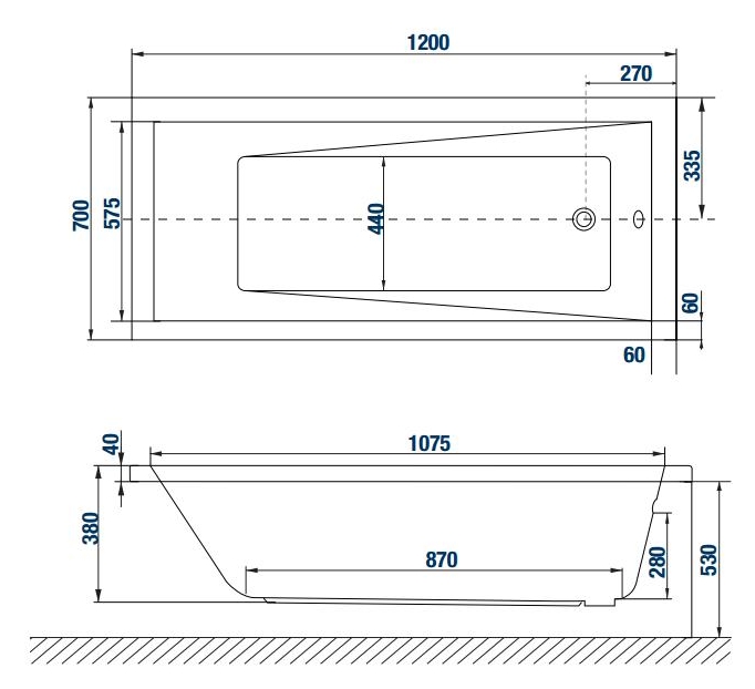 Polska Wanna prostokątna akrylowa 120x70 cm  5 lat gwarancji