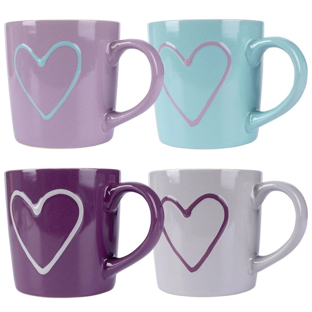 ORION GROUP Set 4 Tazze In Ceramica Multicolori - 250 Ml - Confezione Regalo