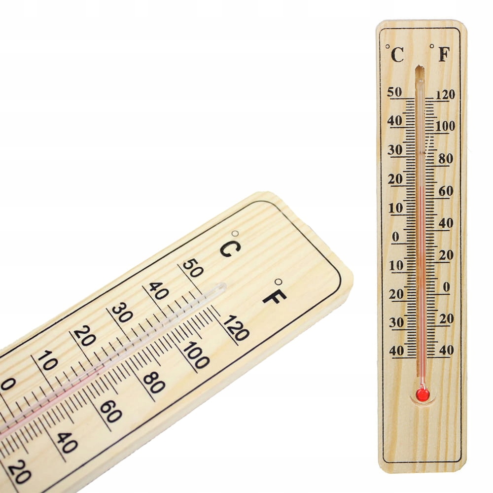 Klasyczny termometr pokojowy drewniany z podziałką temperatury