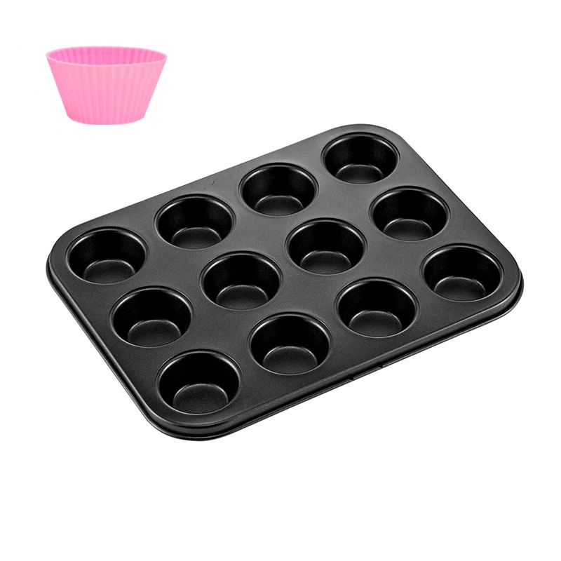 zestaw do muffinek blacha nieprzywierająca z foremkami silikonowymi