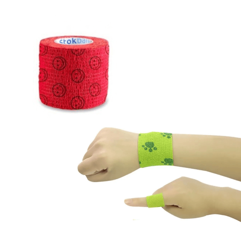 bandaz kohezyjny samoprzylepny stokmed czerwony w buzki 5 cm x 4,5 m rolka